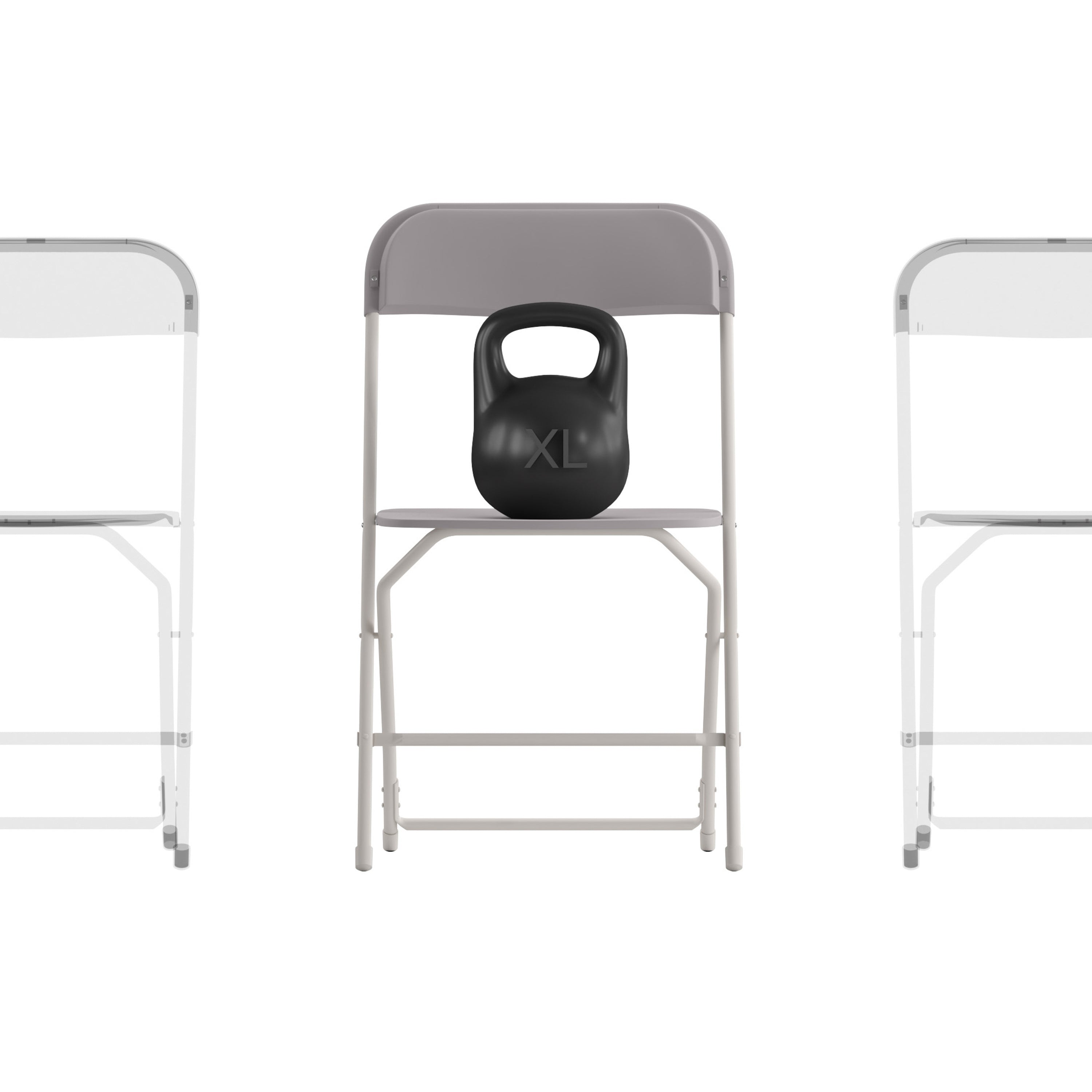 Hercules Big and Tall Commercial Folding Chair - Extra Wide 650LB. Capacity - Durable Plastic - Gray, 4-Pack
