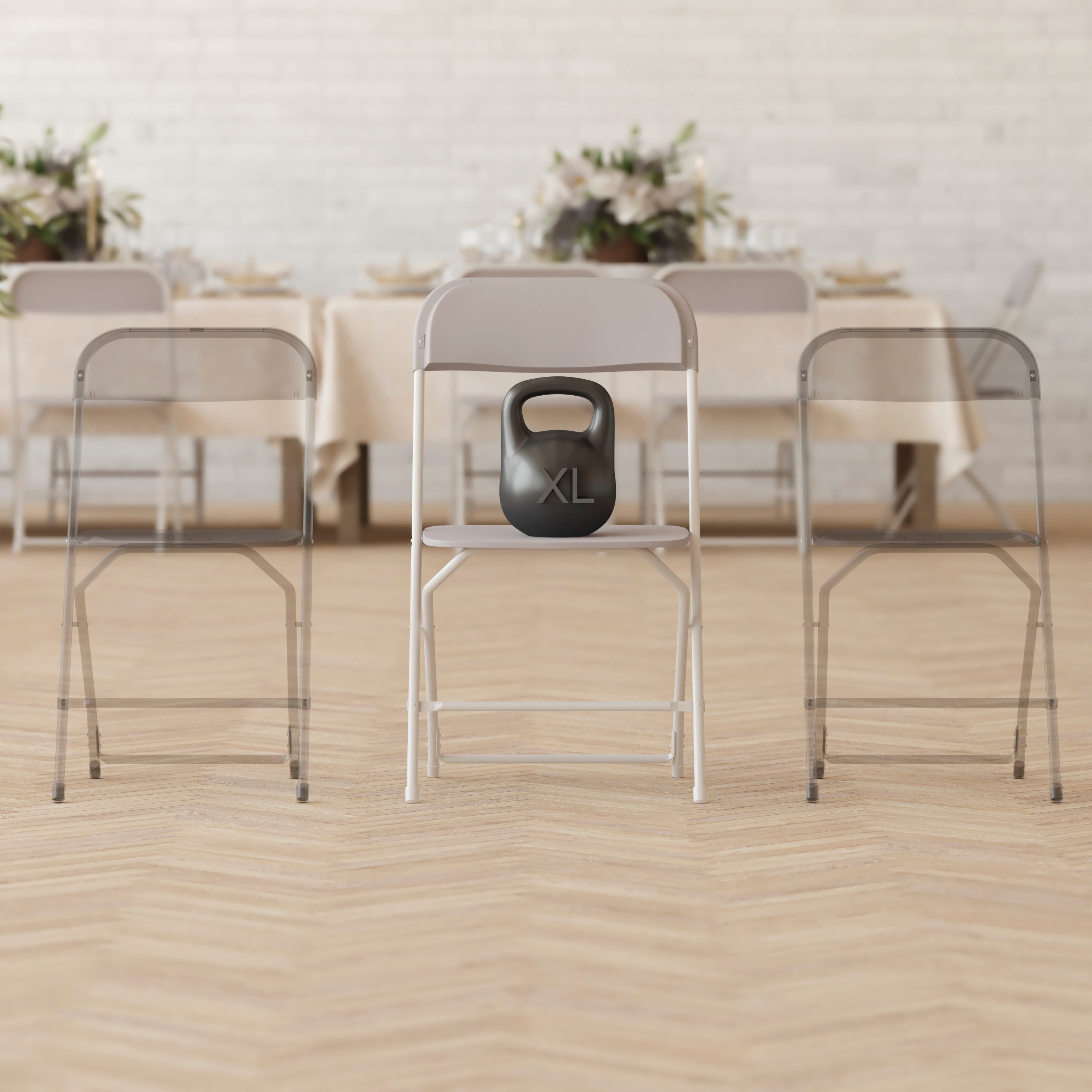 Hercules Big and Tall Commercial Folding Chair - Extra Wide 650LB. Capacity - Durable Plastic - Gray, 4-Pack