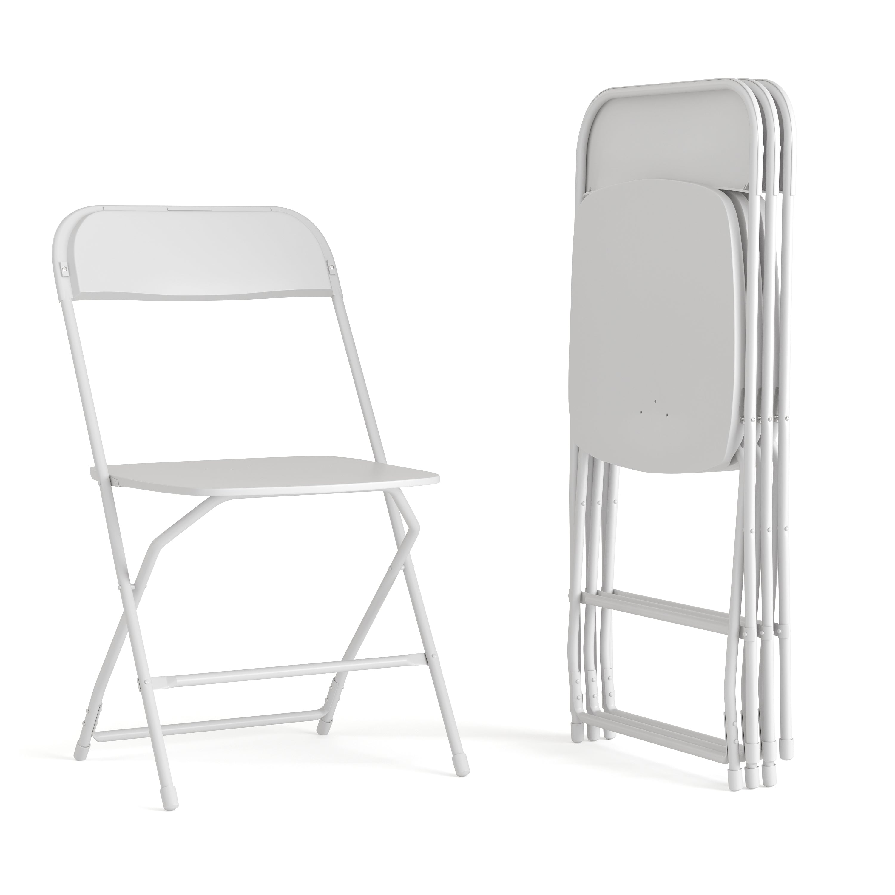 Hercules Big and Tall Commercial Folding Chair - Extra Wide 650LB. Capacity - Durable Plastic - White, 4-Pack