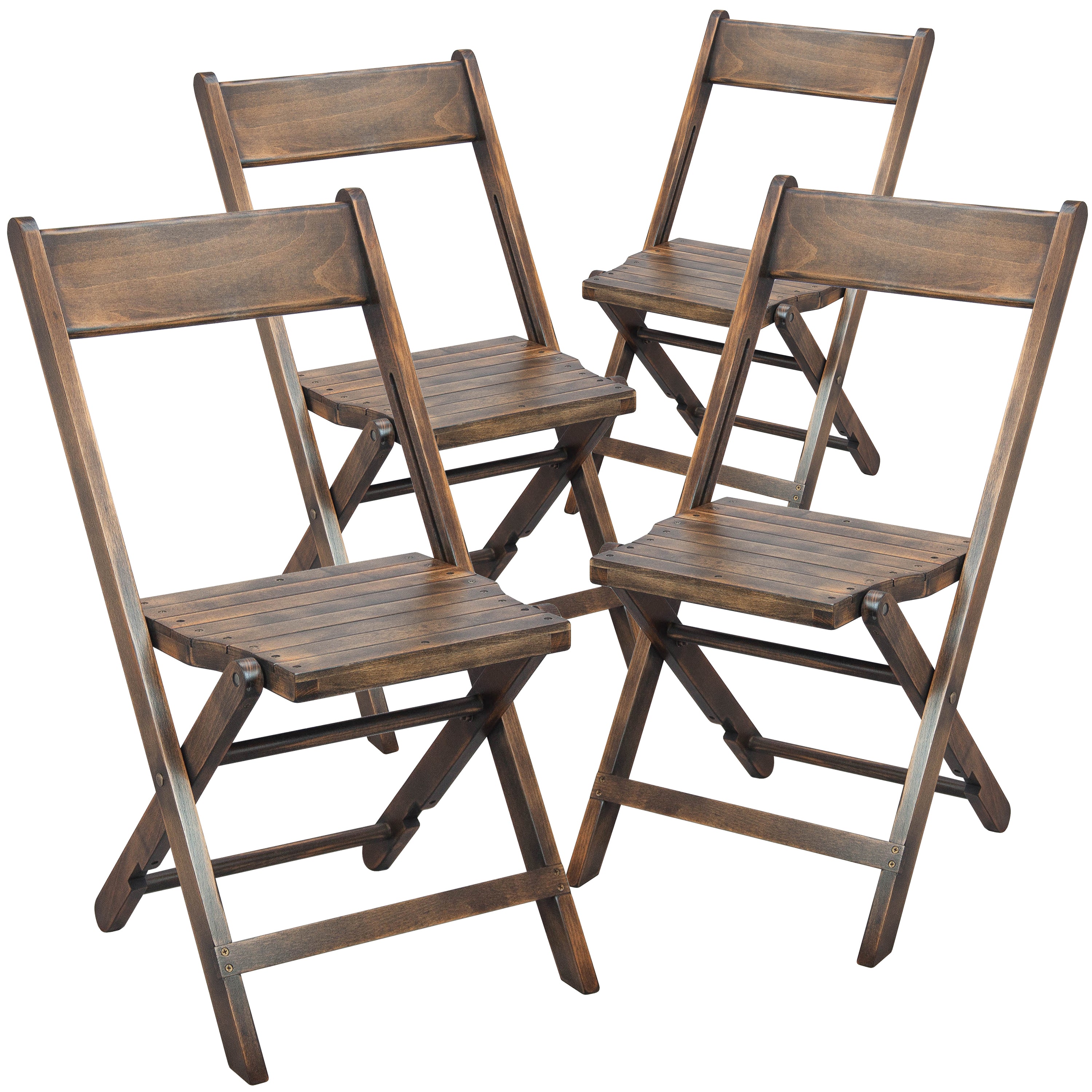 Natalie Commercial Wooden Folding Chair with Slatted Seat and Beechwood Frame, No Assembly Required, Antique Black