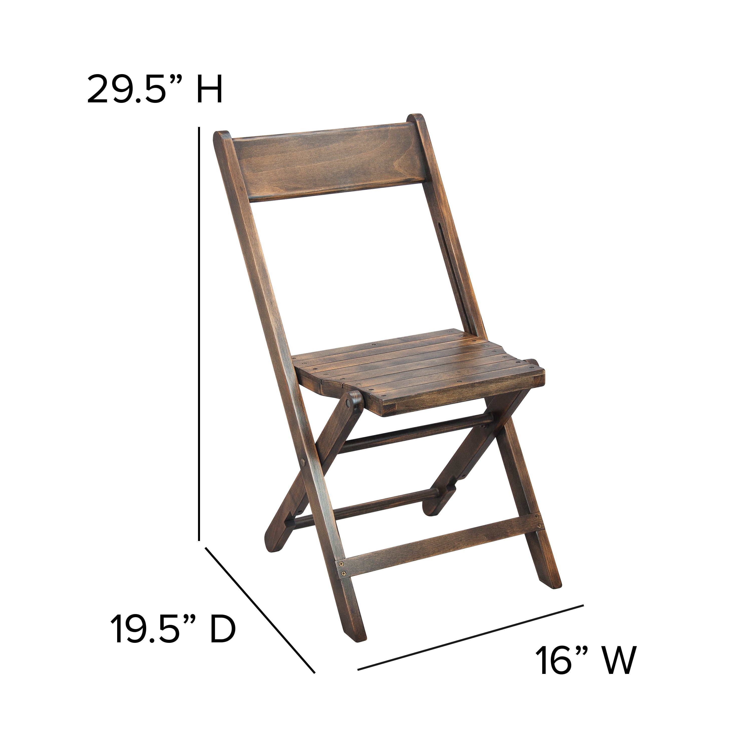 Natalie Commercial Wooden Folding Chair with Slatted Seat and Beechwood Frame, No Assembly Required, Antique Black