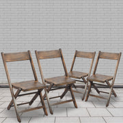 Natalie Commercial Wooden Folding Chair with Slatted Seat and Beechwood Frame, No Assembly Required, Antique Black