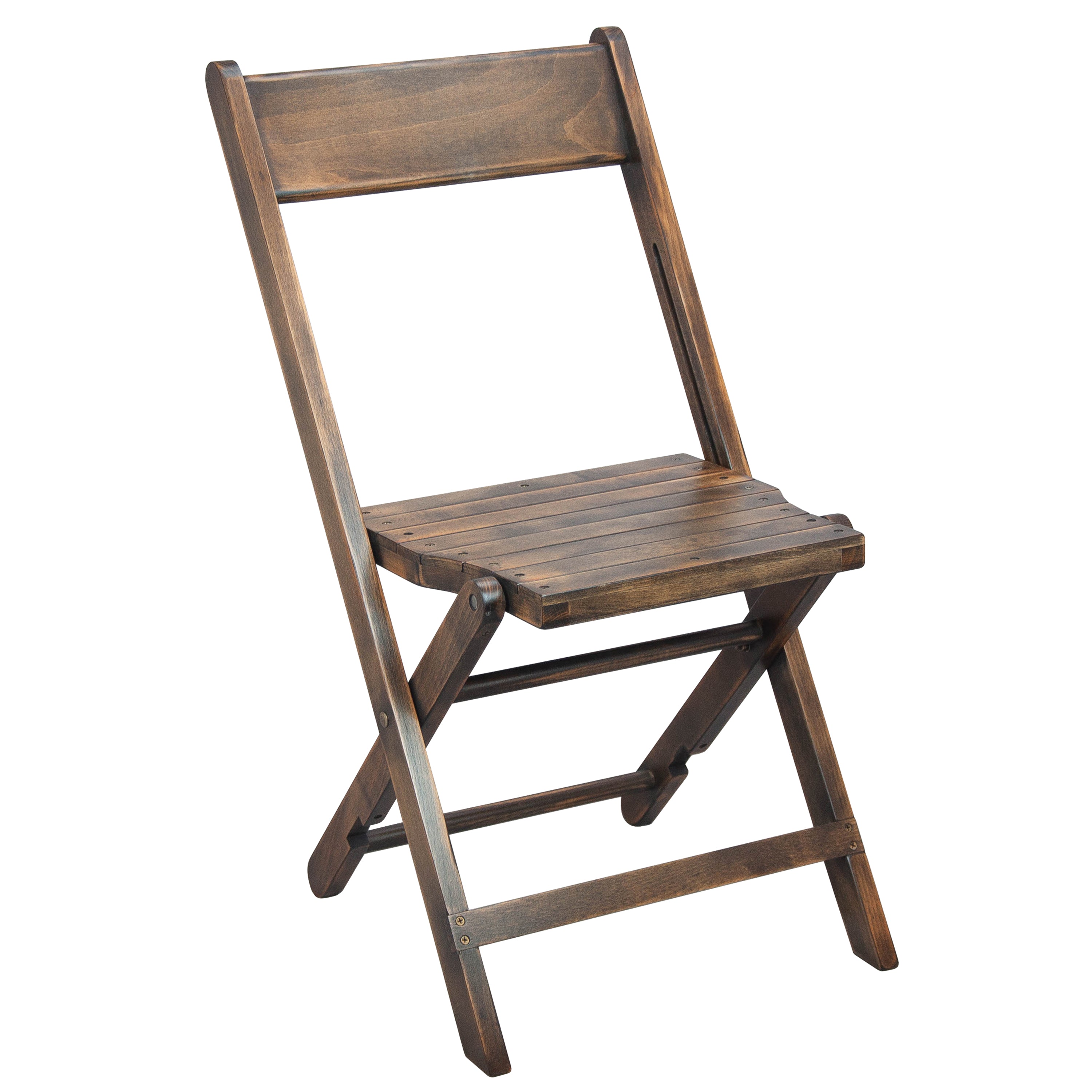 Natalie Commercial Wooden Folding Chair with Slatted Seat and Beechwood Frame, No Assembly Required, Antique Black