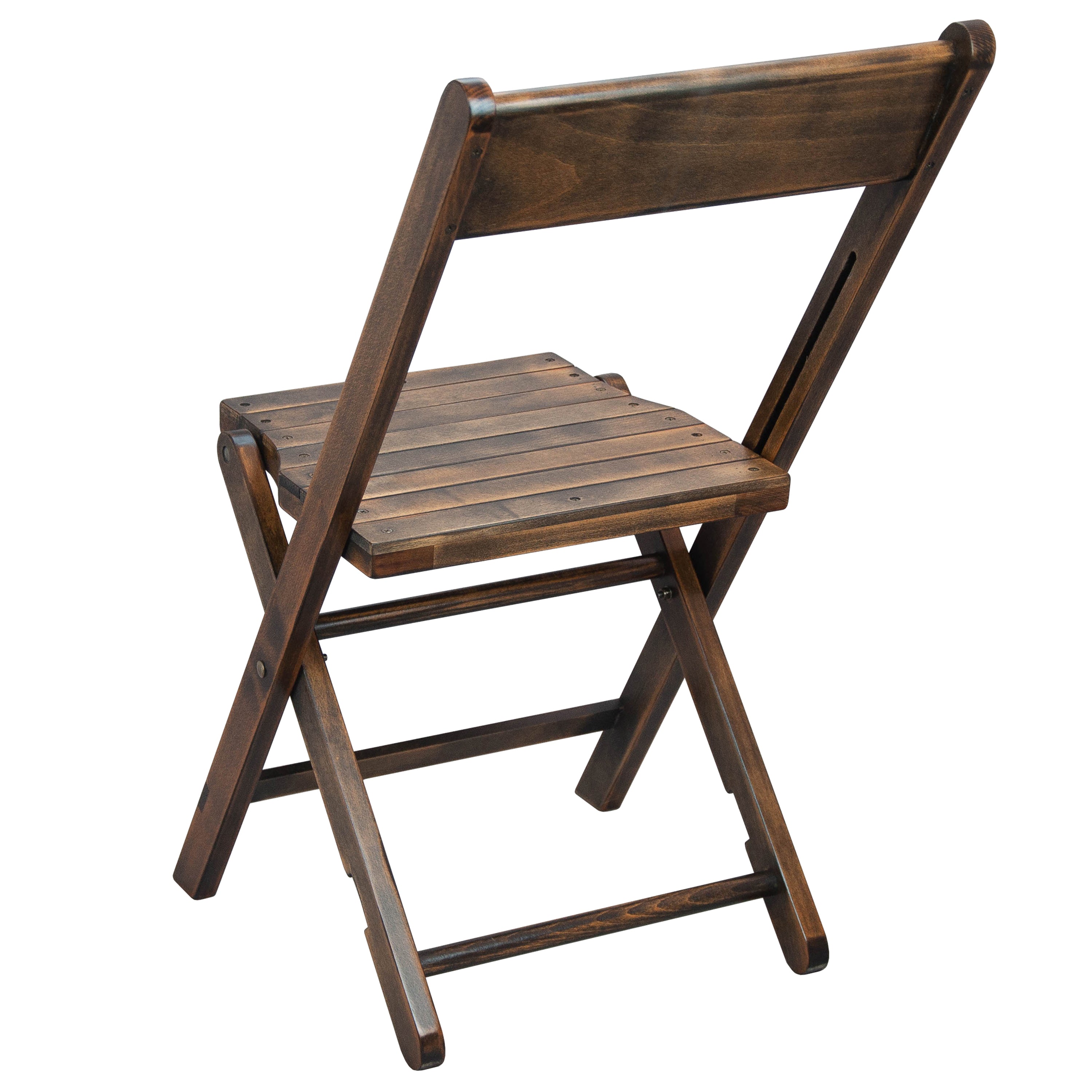 Natalie Commercial Wooden Folding Chair with Slatted Seat and Beechwood Frame, No Assembly Required, Antique Black