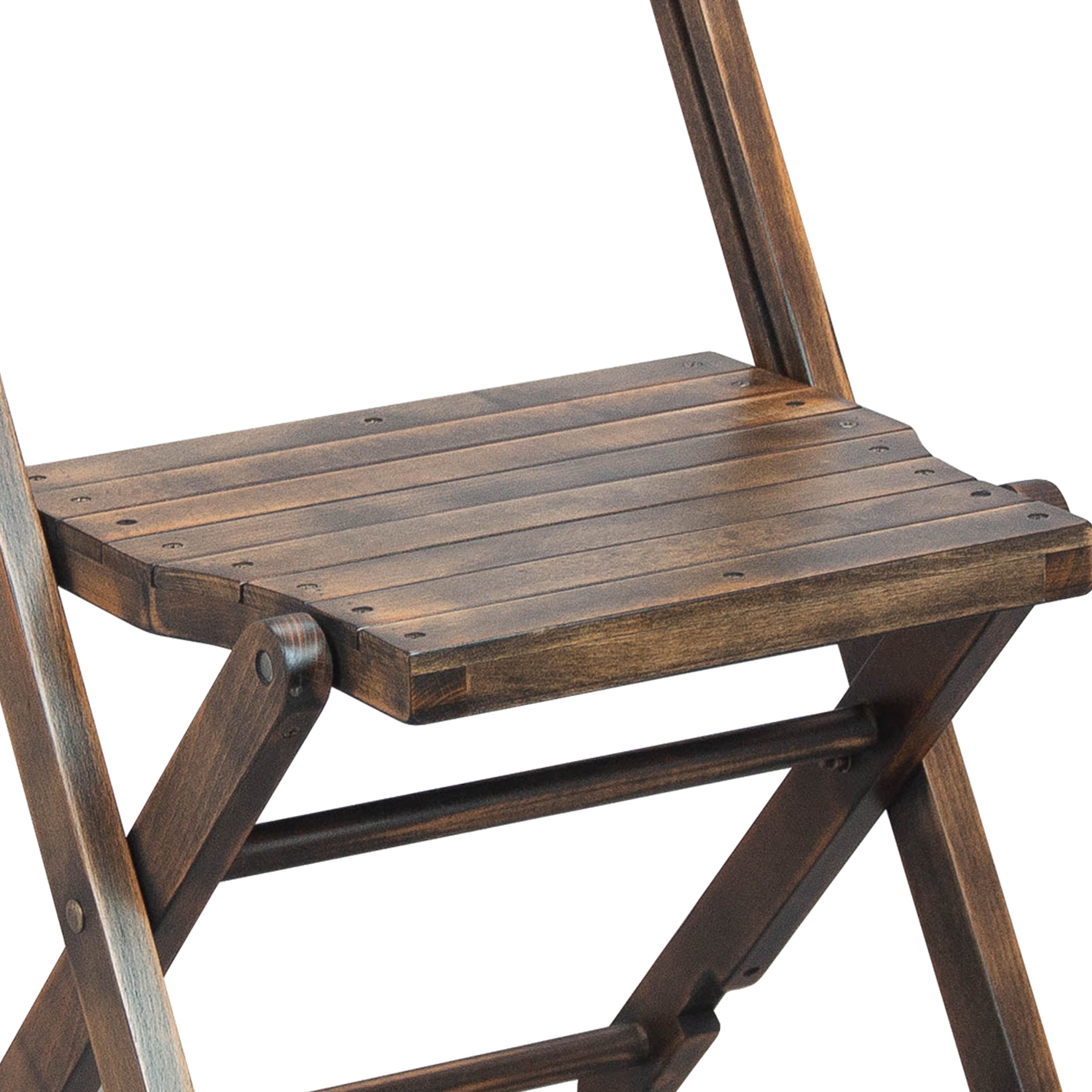Natalie Commercial Wooden Folding Chair with Slatted Seat and Beechwood Frame, No Assembly Required, Antique Black
