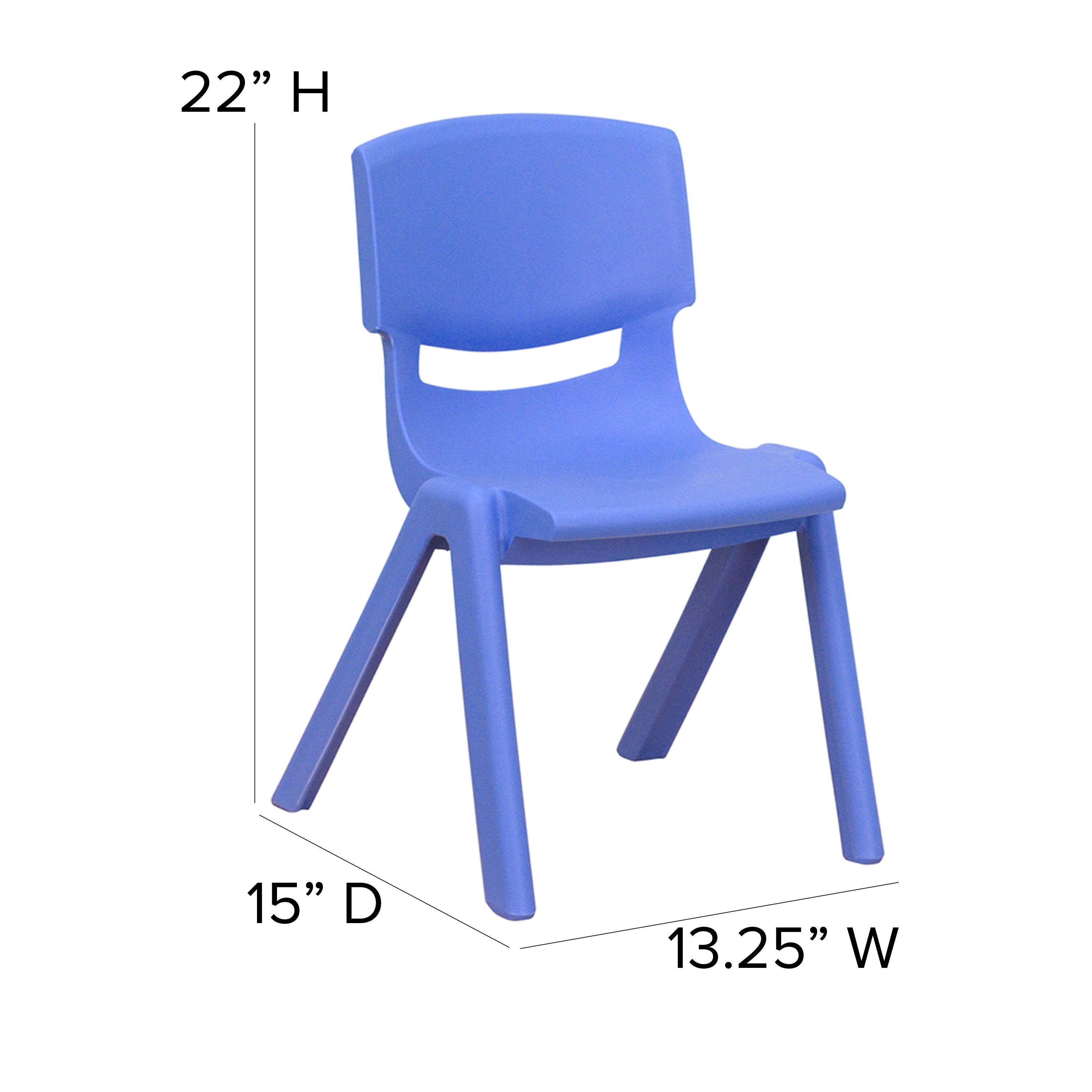 Whitney 4 Pack Blue Plastic Stackable School Chair with 12'' Seat Height