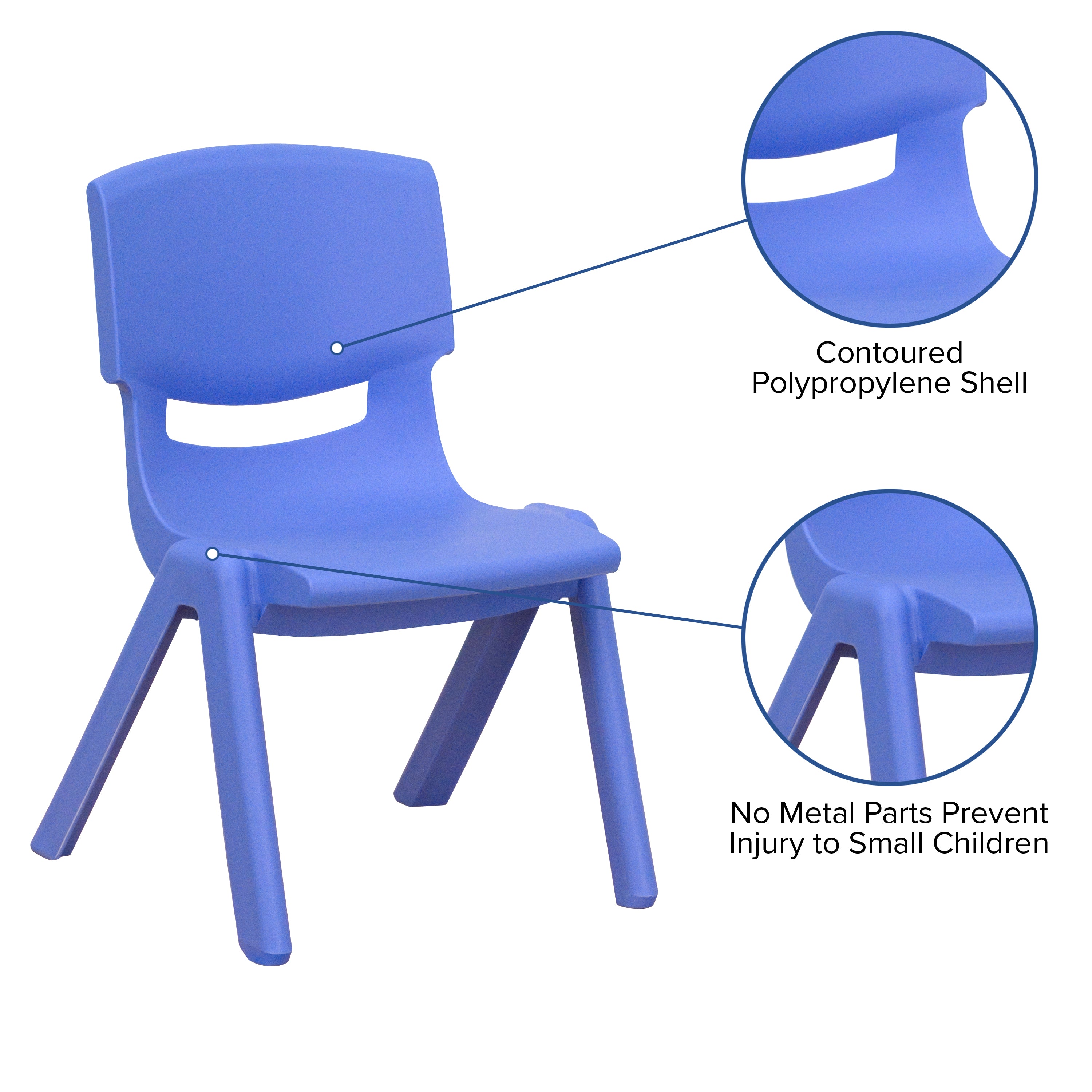 Whitney 4 Pack Blue Plastic Stackable School Chair with 12'' Seat Height