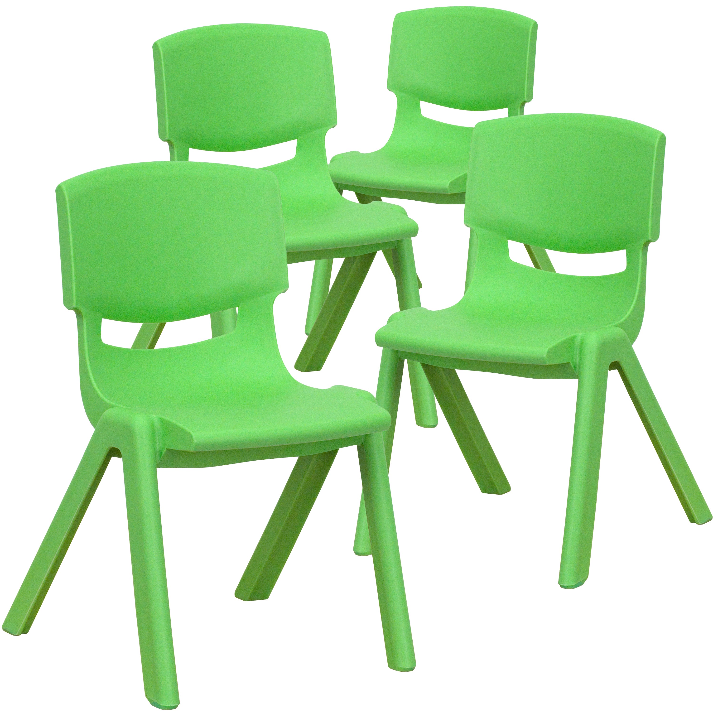 Whitney 4 Pack Green Plastic Stackable School Chair with 12'' Seat Height