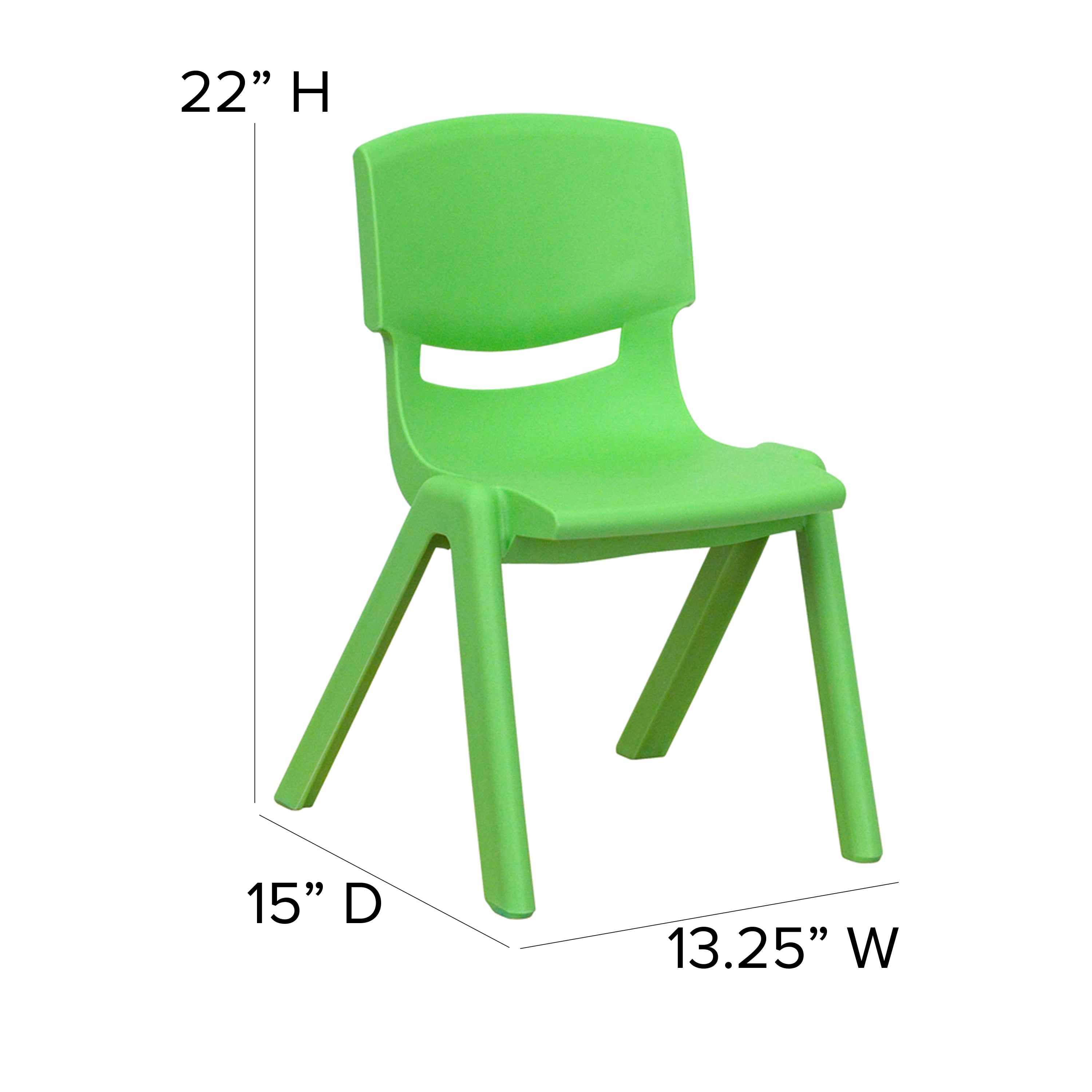 Whitney 4 Pack Green Plastic Stackable School Chair with 12'' Seat Height