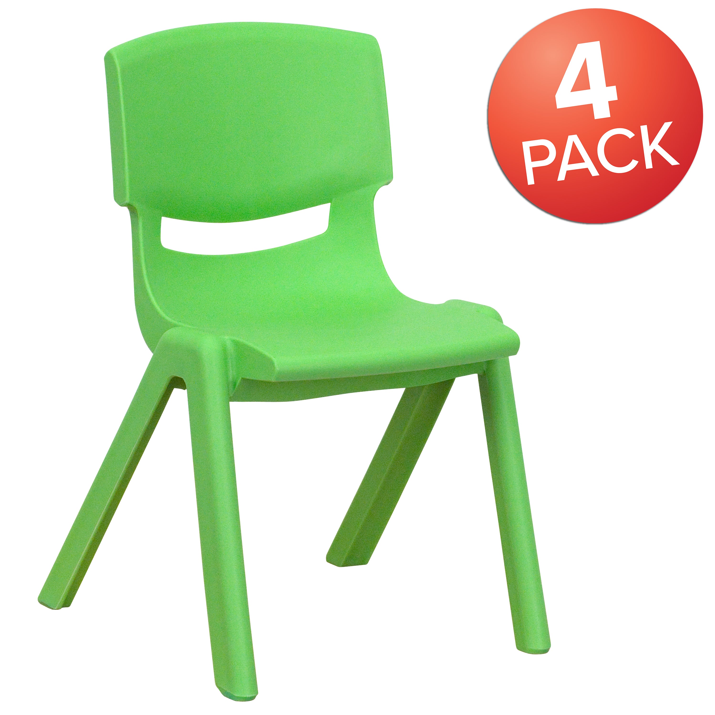 Whitney 4 Pack Green Plastic Stackable School Chair with 12'' Seat Height