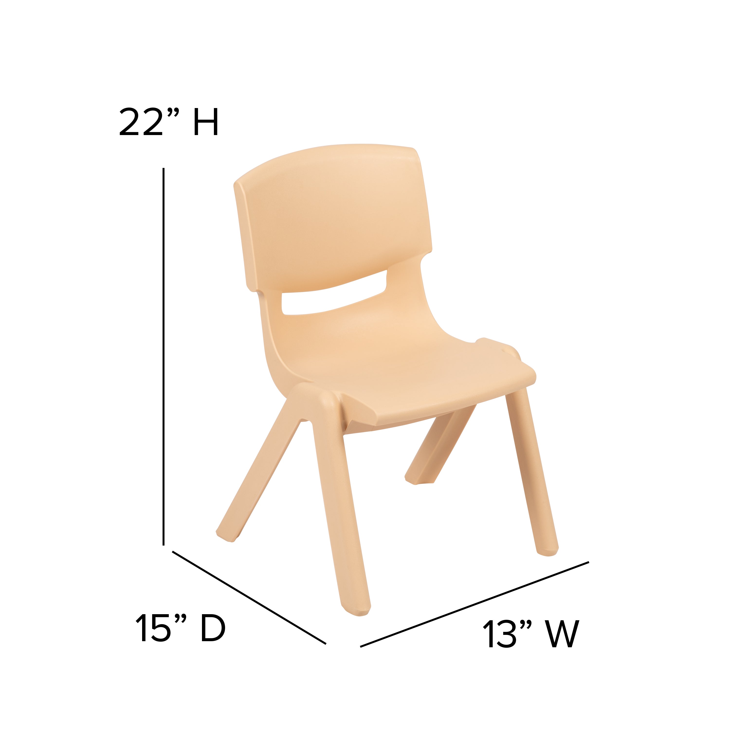 Whitney 4 Pack Natural Plastic Stackable School Chair with 12'' Seat Height