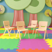 Whitney 4 Pack Natural Plastic Stackable School Chair with 12'' Seat Height