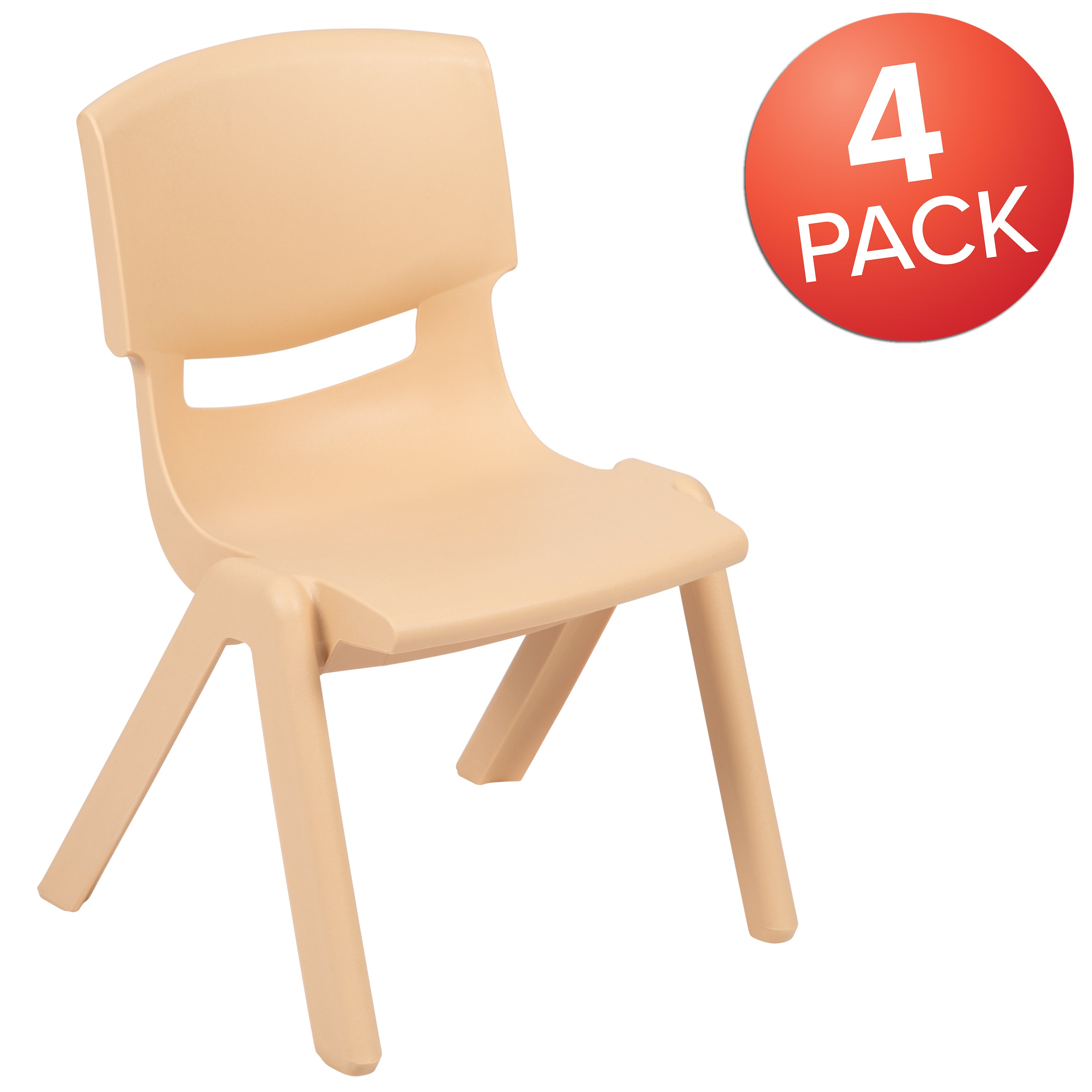 Whitney 4 Pack Natural Plastic Stackable School Chair with 12'' Seat Height