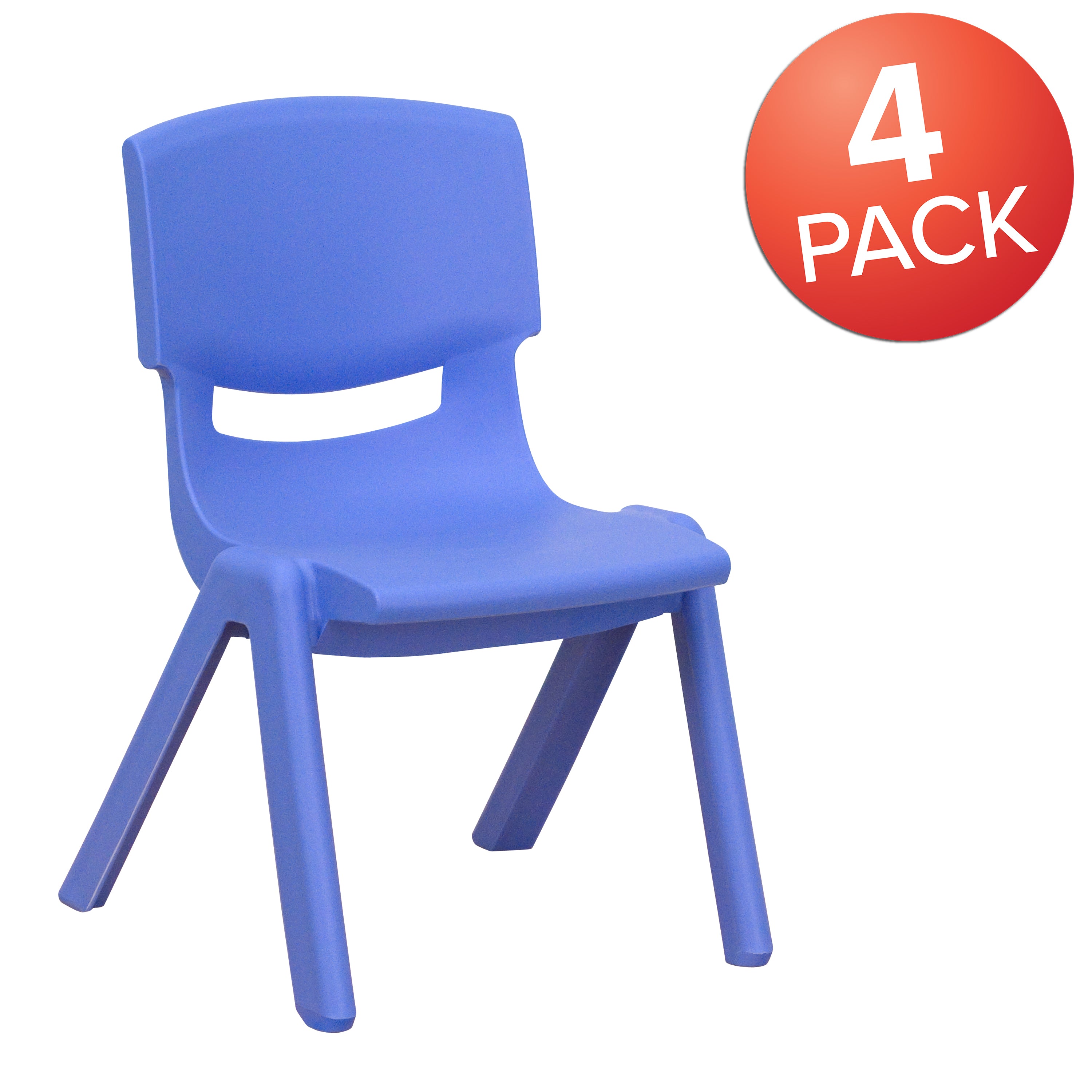 Whitney 4 Pack Blue Plastic Stackable School Chair with 10.5'' Seat Height