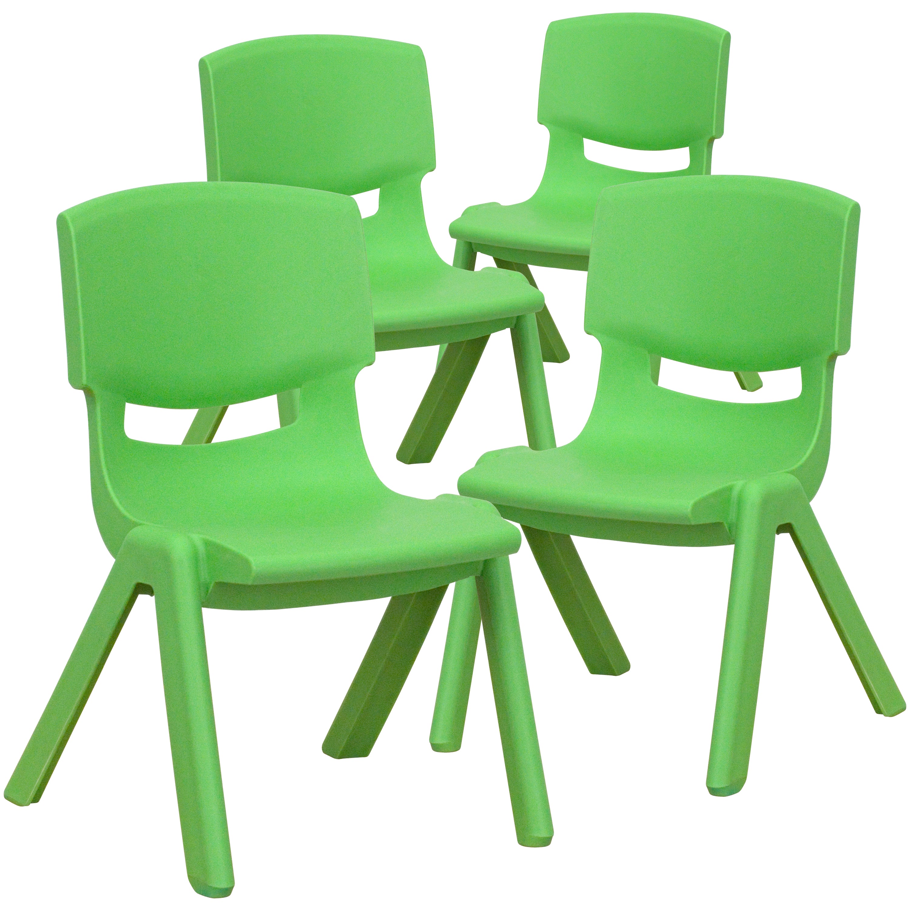 Whitney 4 Pack Green Plastic Stackable School Chair with 10.5'' Seat Height