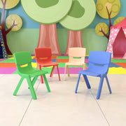 Whitney 4 Pack Plastic Stackable School Chairs with 10.5" Seat Height, Assorted Colors