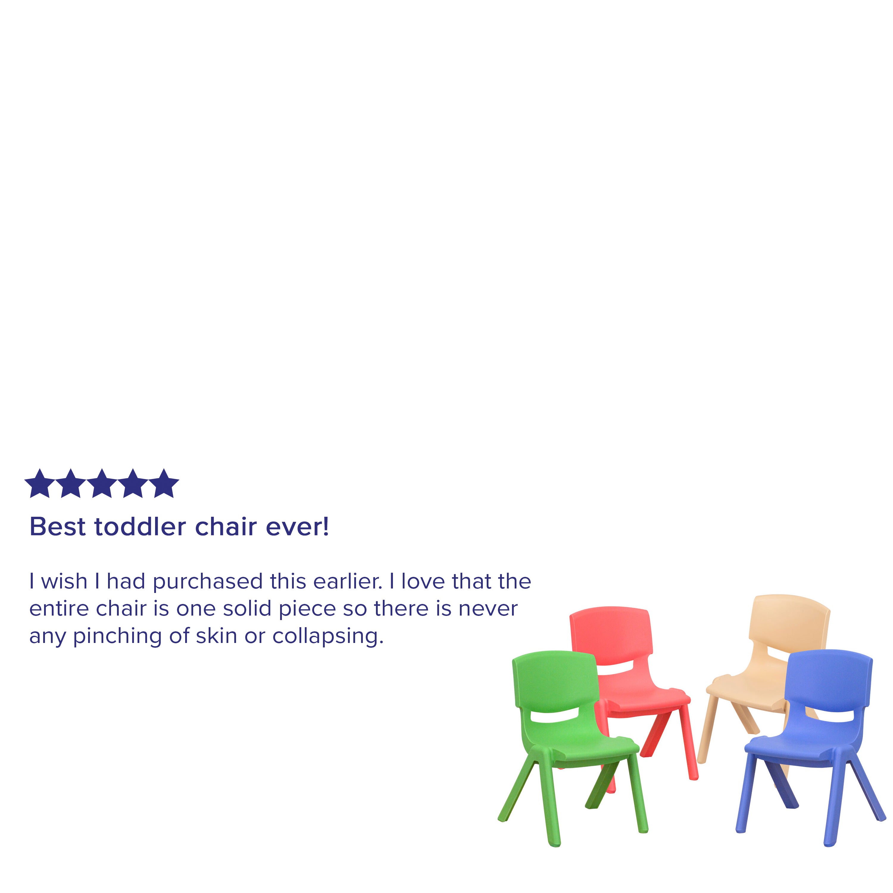 Whitney 4 Pack Plastic Stackable School Chairs with 10.5" Seat Height, Assorted Colors