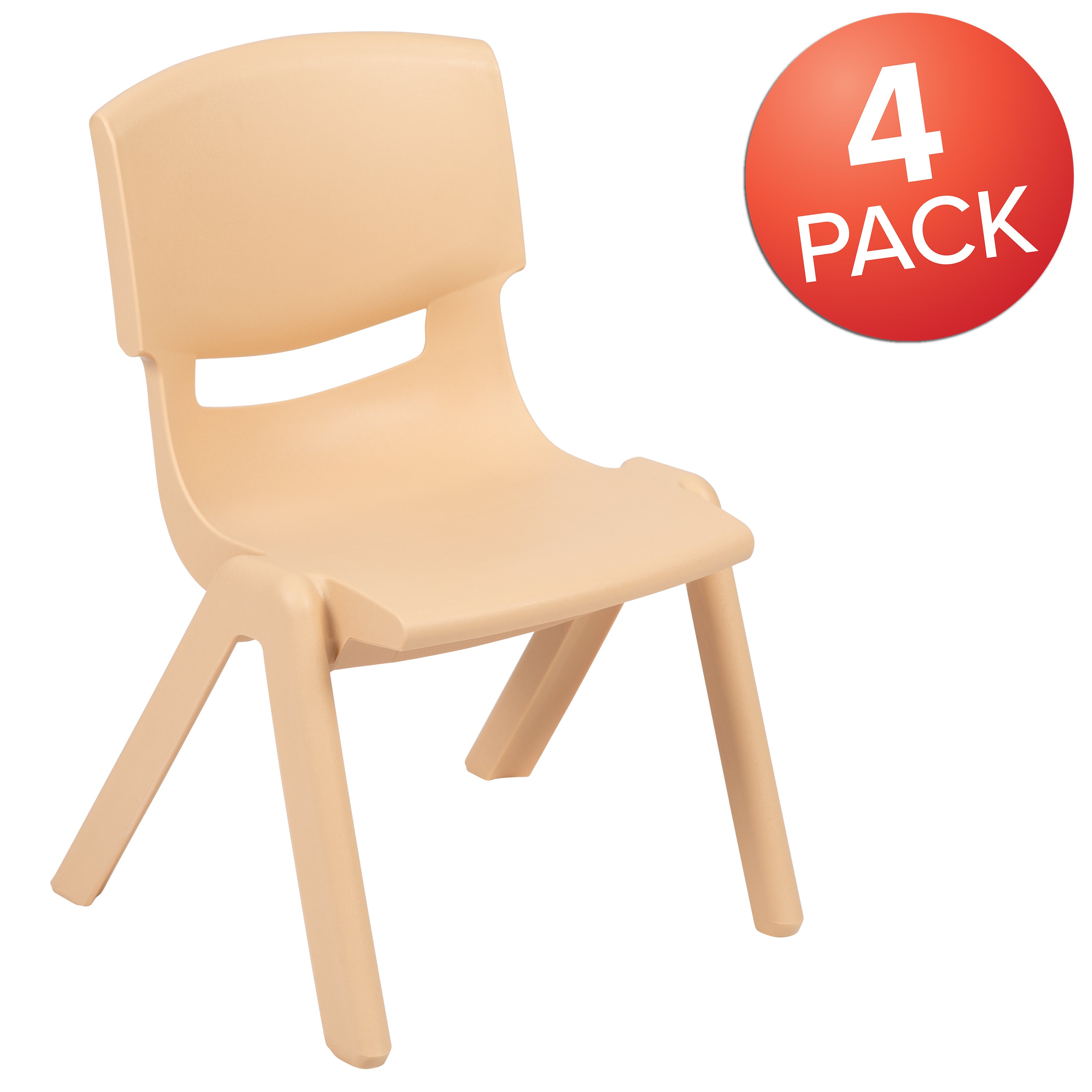 Whitney 4 Pack Natural Plastic Stackable School Chair with 10.5" Seat Height