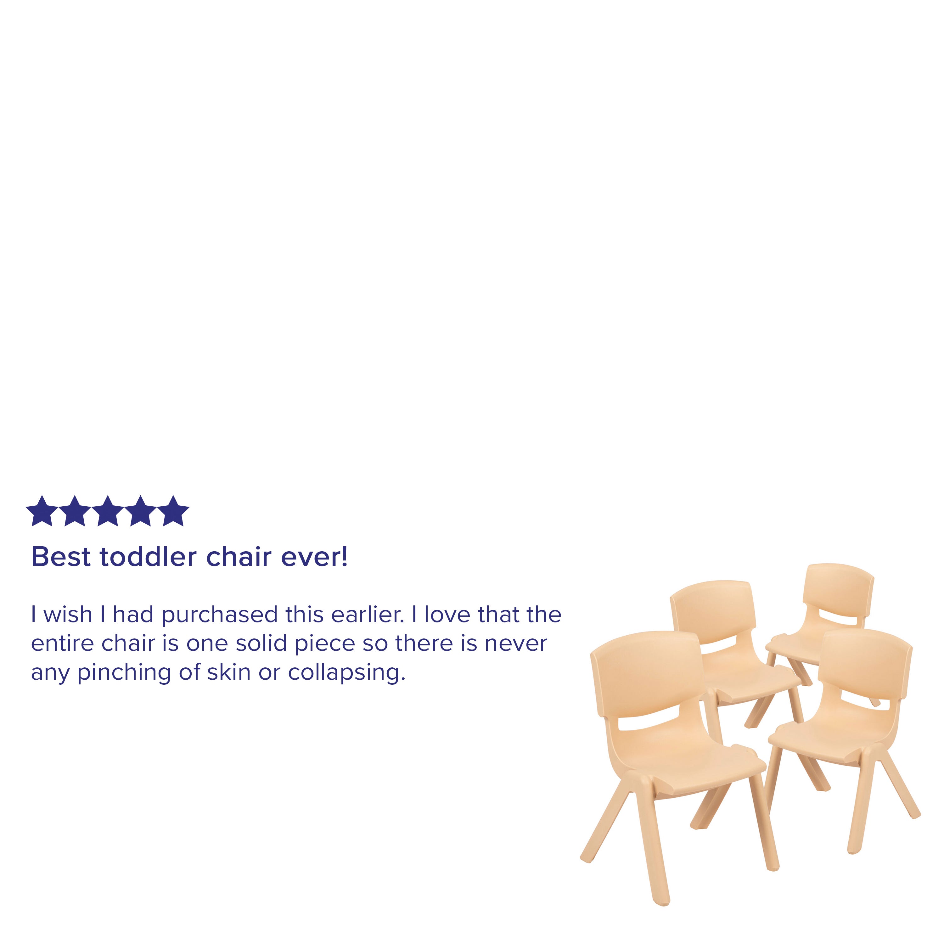 Whitney 4 Pack Natural Plastic Stackable School Chair with 10.5" Seat Height