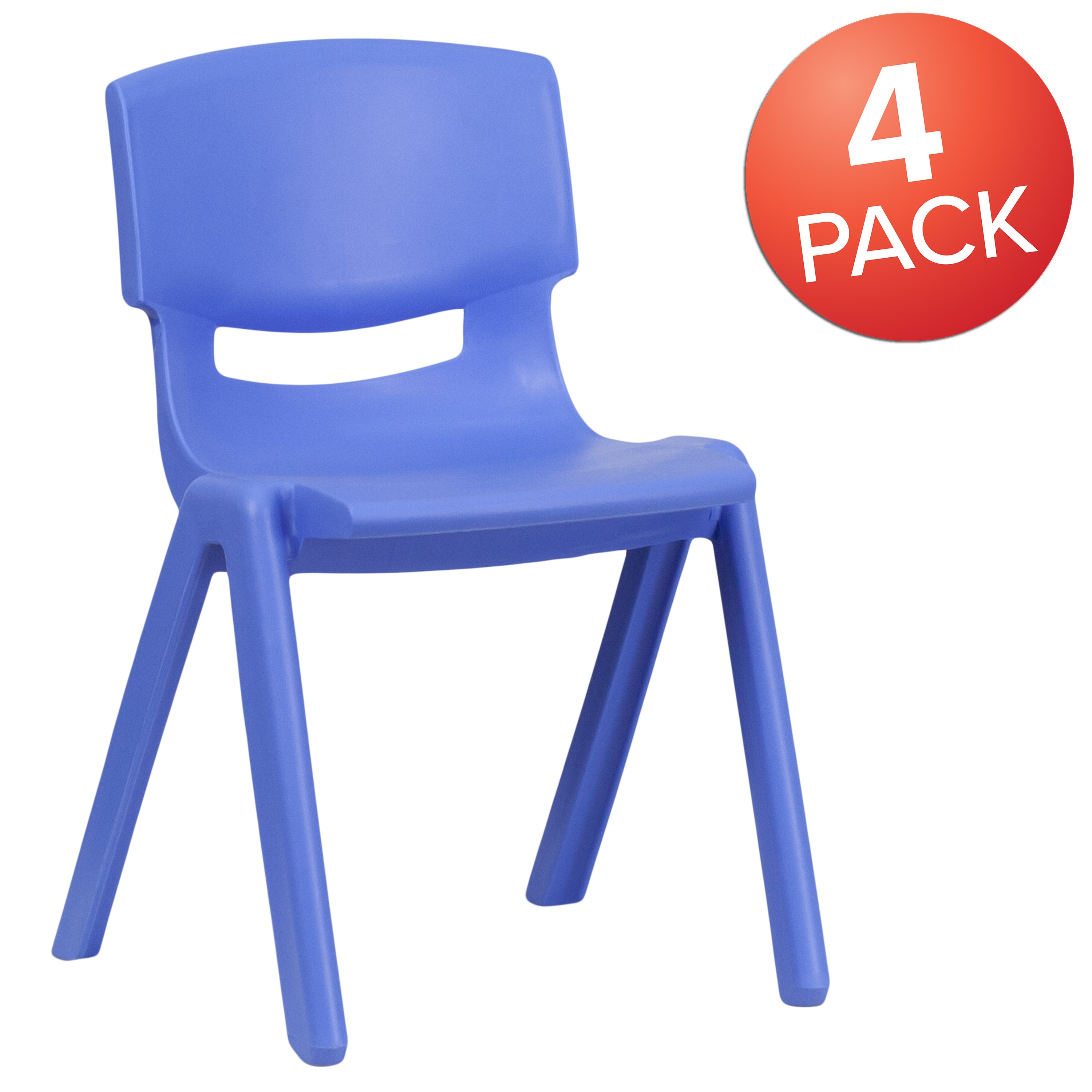 Whitney 4 Pack Blue Plastic Stackable School Chair with 13.25'' Seat Height