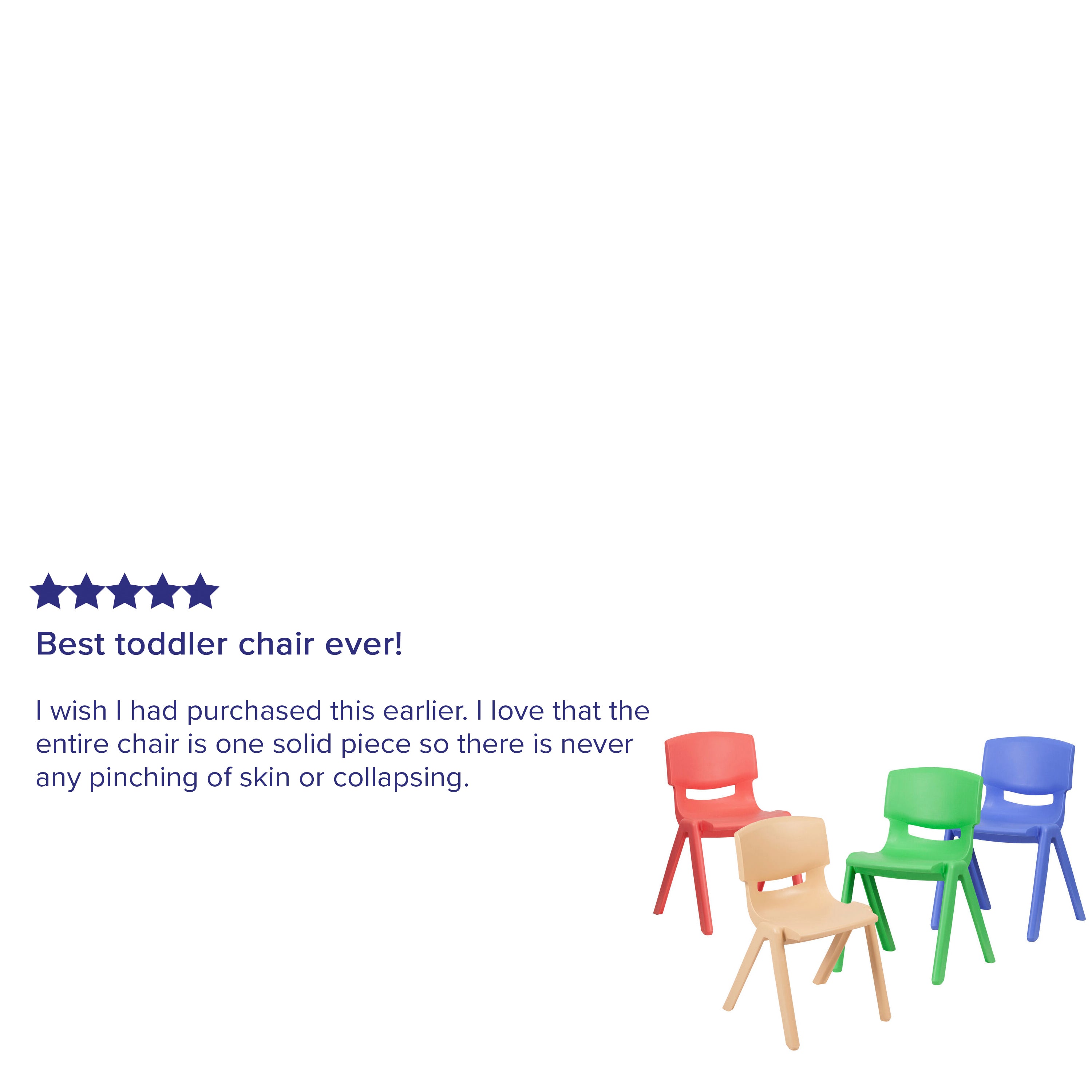 Whitney 4 Pack Plastic Stackable School Chairs with 13.25" Seat Height, Assorted Colors