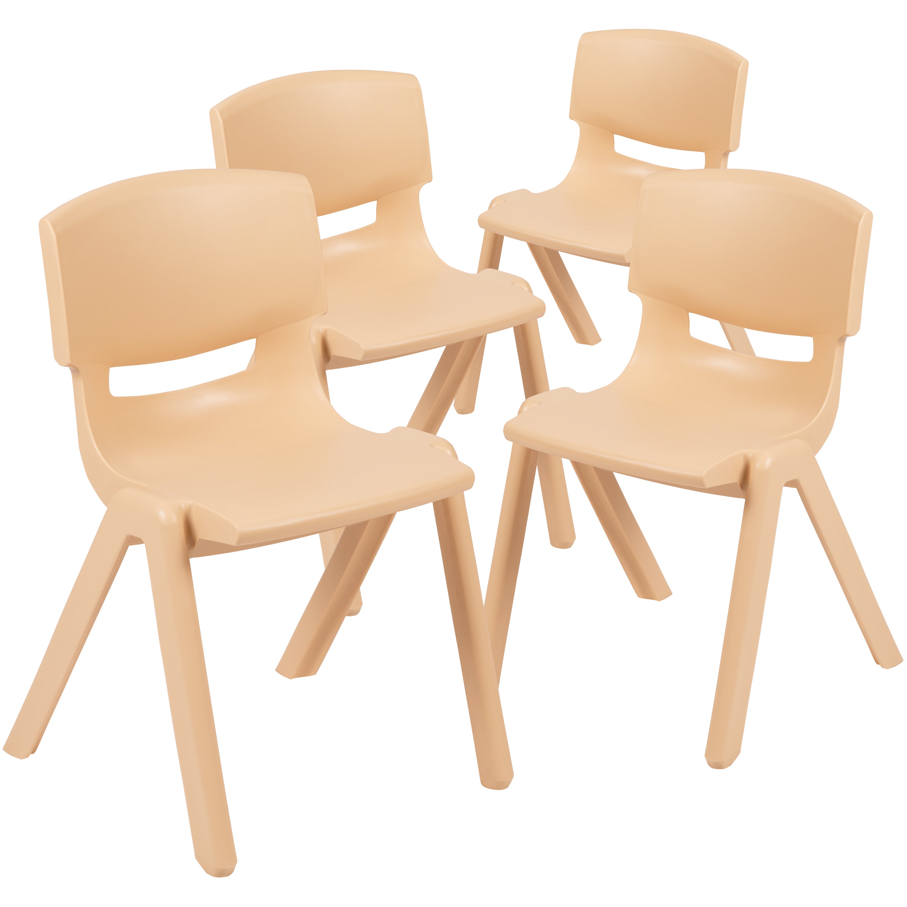 Whitney 4 Pack Natural Plastic Stackable School Chair with 13.25" Seat Height
