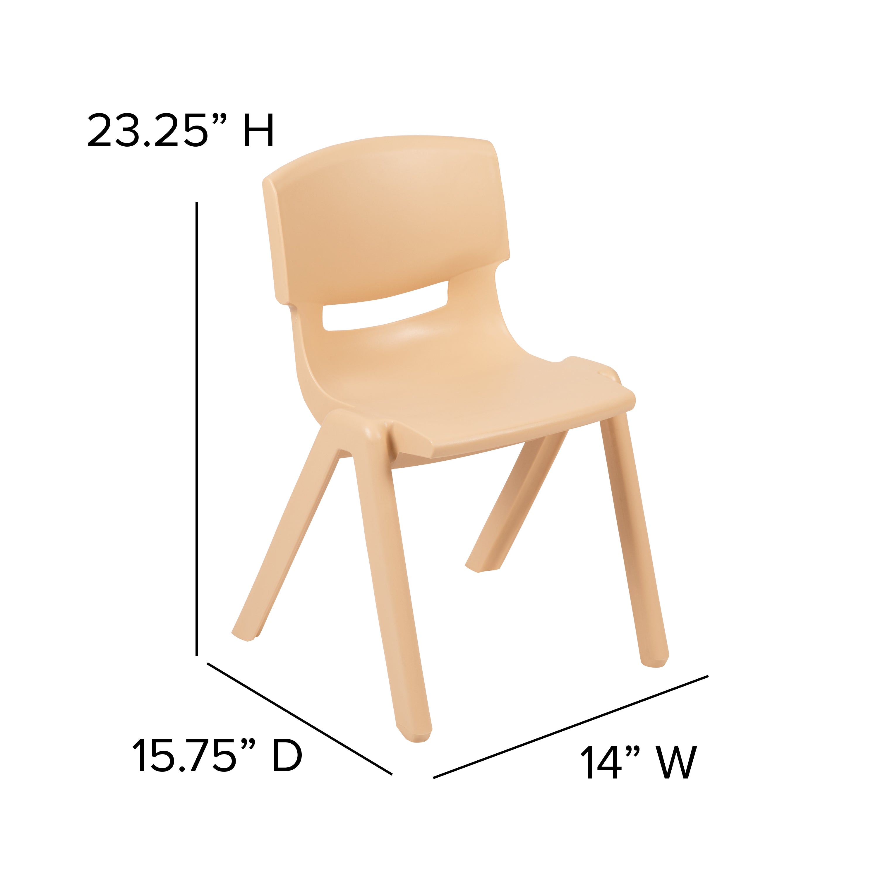 Whitney 4 Pack Natural Plastic Stackable School Chair with 13.25" Seat Height