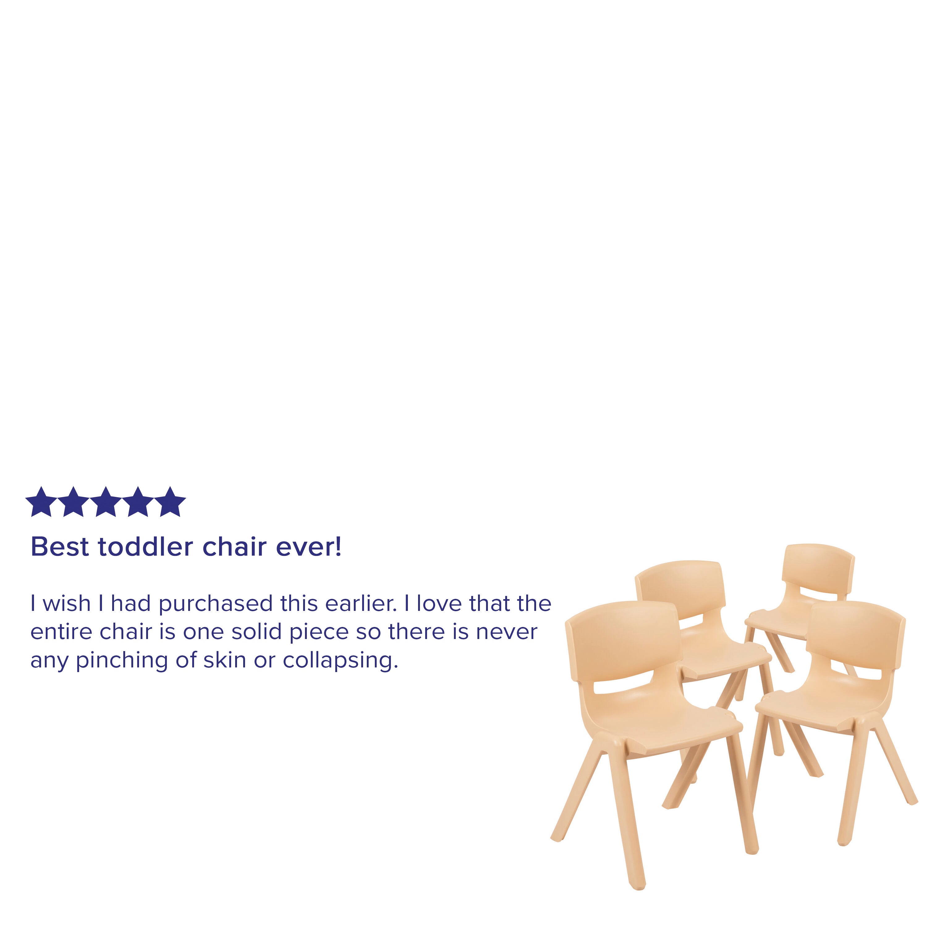 Whitney 4 Pack Natural Plastic Stackable School Chair with 13.25" Seat Height