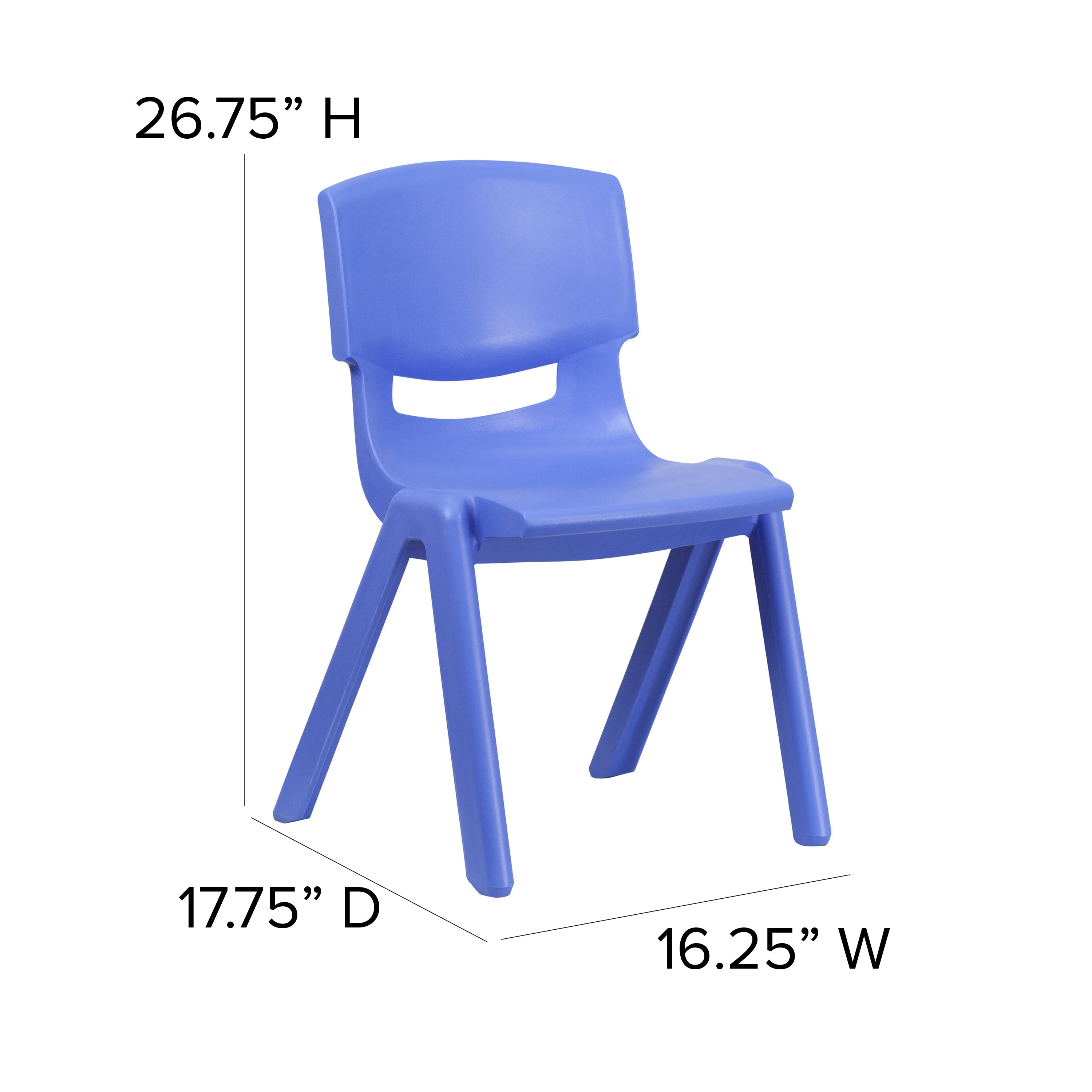Whitney 4 Pack Blue Plastic Stackable School Chair with 15.5'' Seat Height