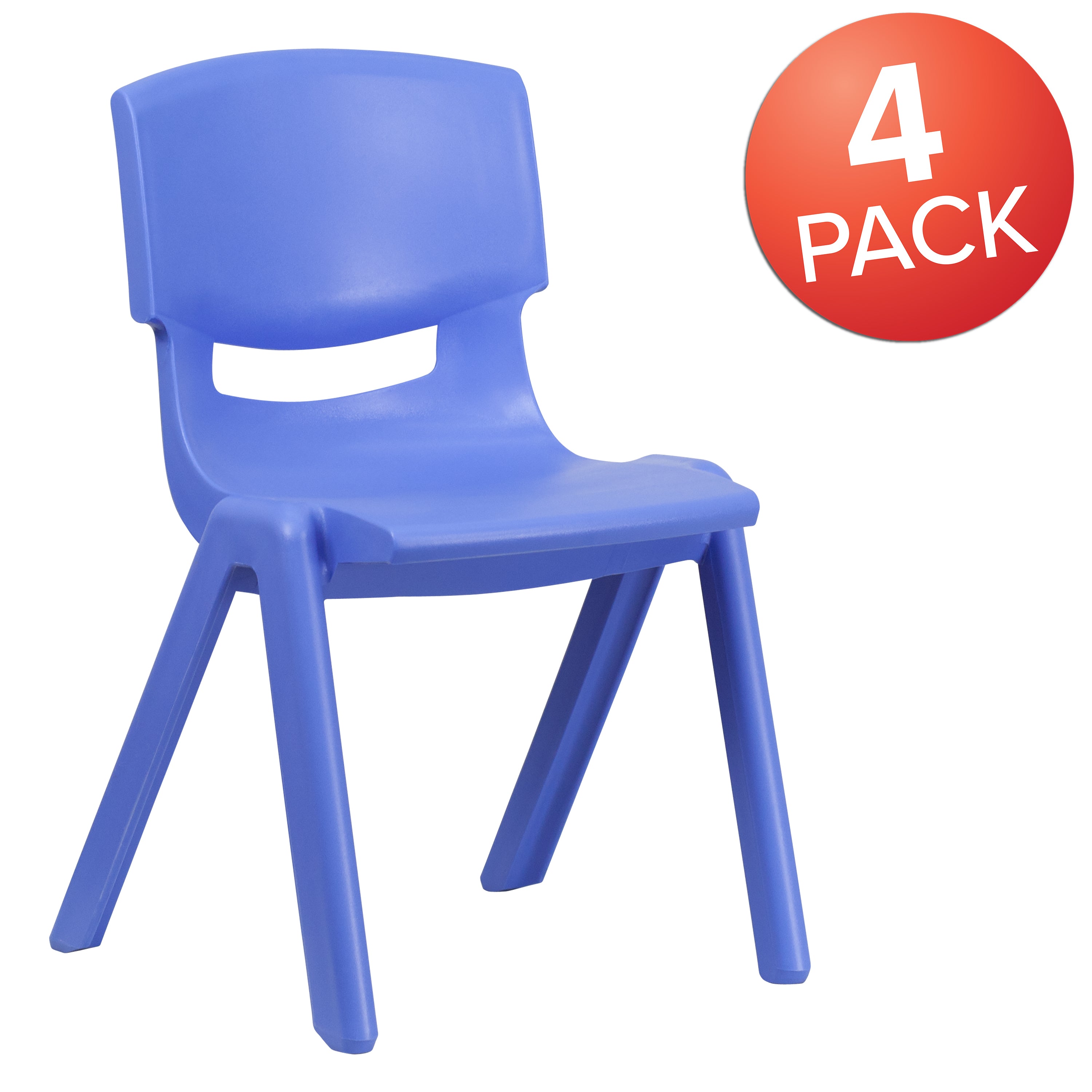Whitney 4 Pack Blue Plastic Stackable School Chair with 15.5'' Seat Height