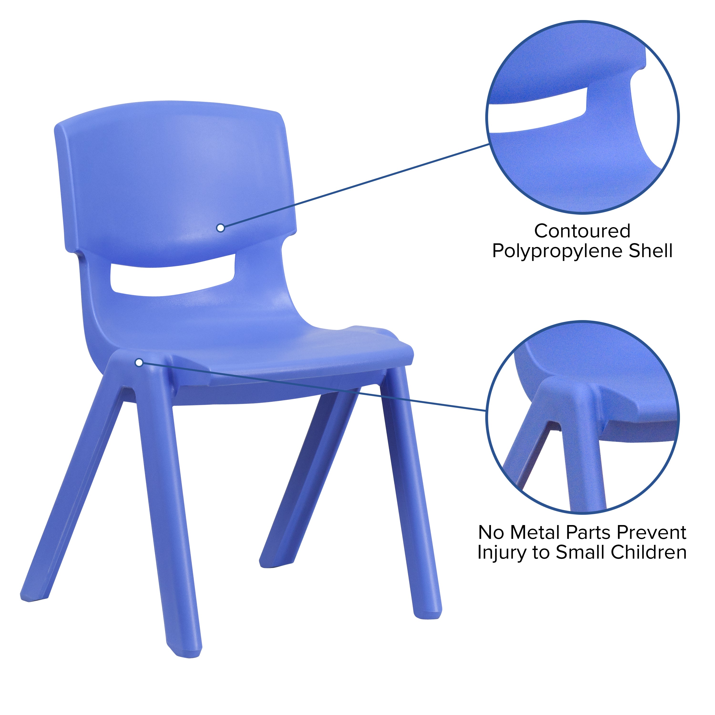 Whitney 4 Pack Blue Plastic Stackable School Chair with 15.5'' Seat Height