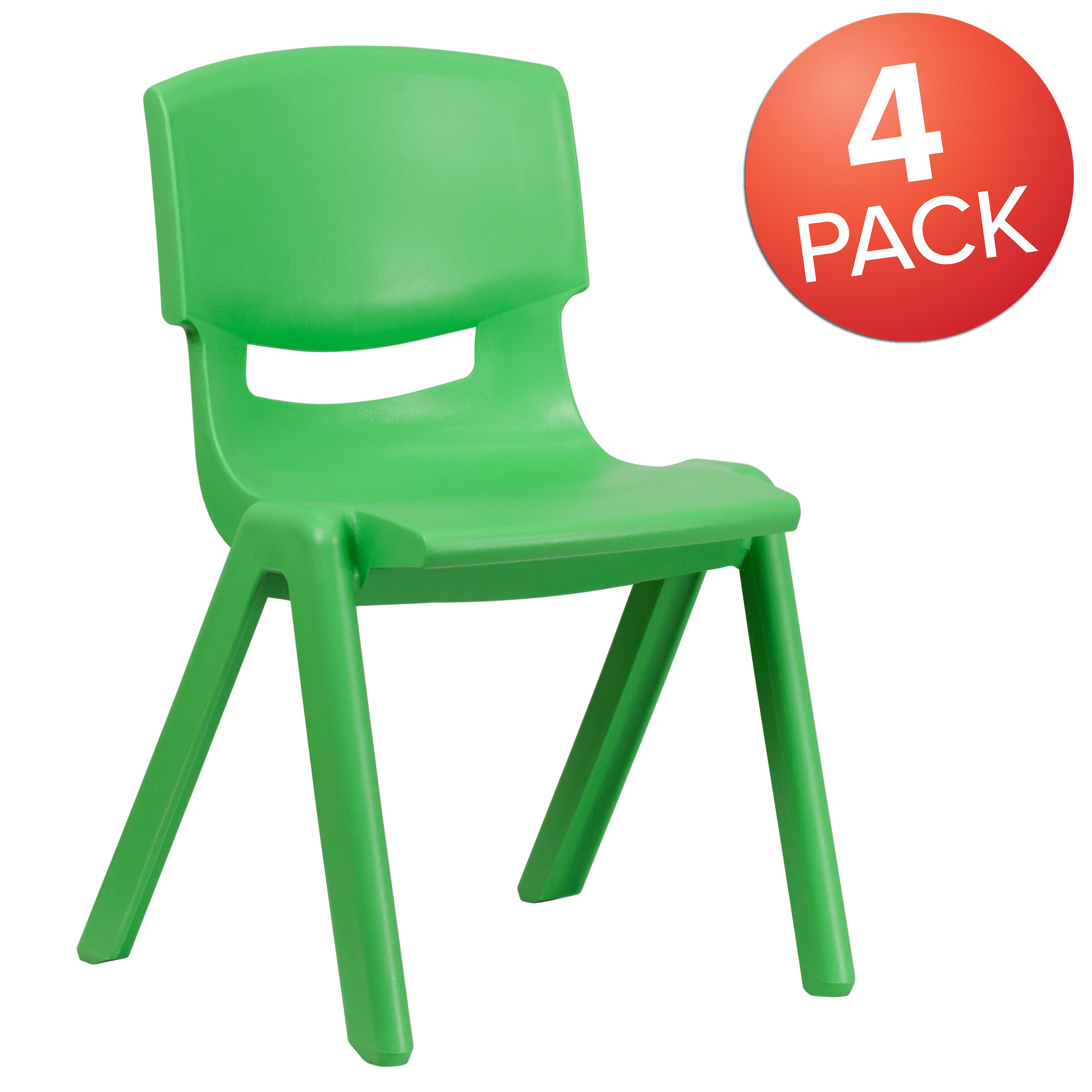 Whitney 4 Pack Green Plastic Stackable School Chair with 15.5'' Seat Height