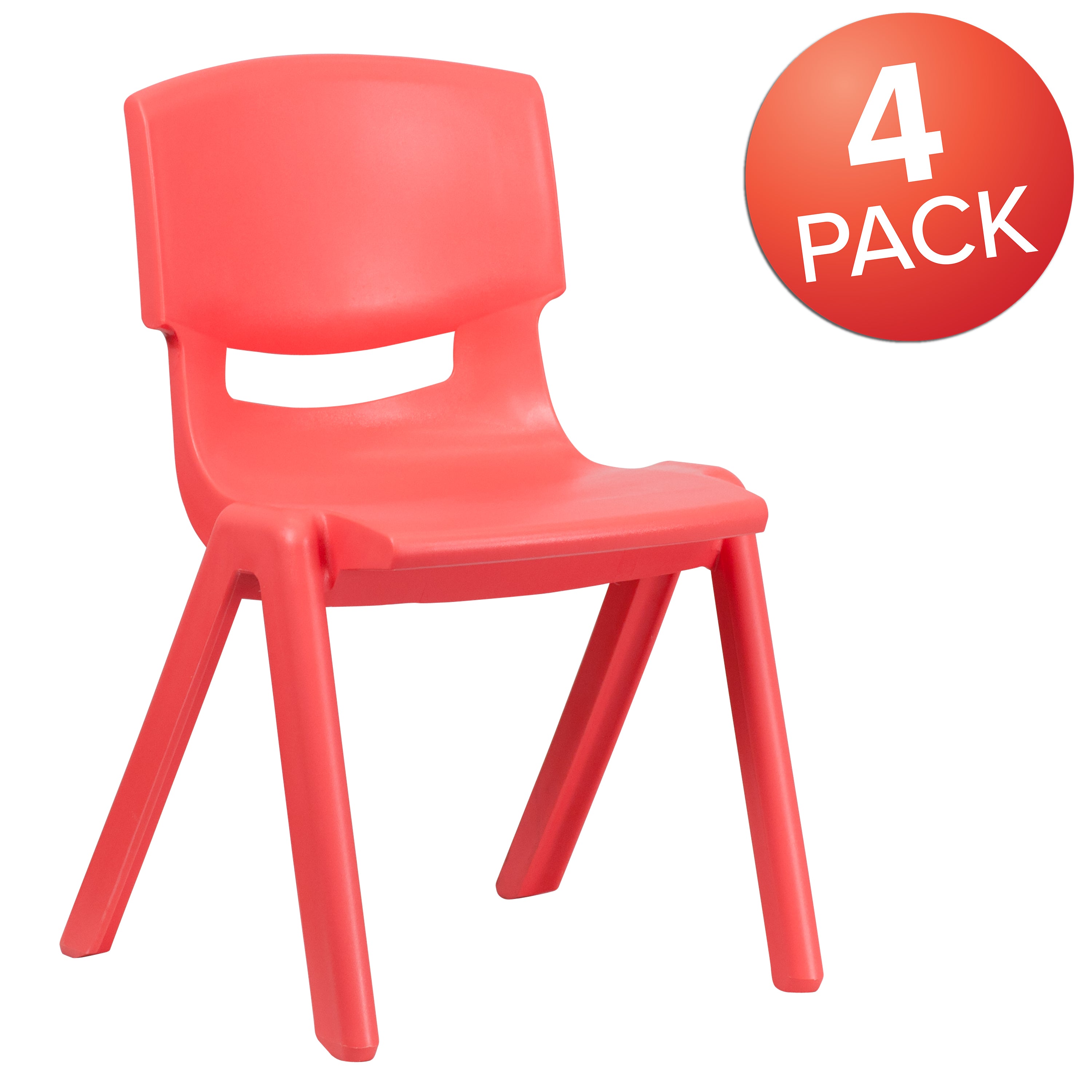Whitney 4 Pack Red Plastic Stackable School Chair with 15.5'' Seat Height