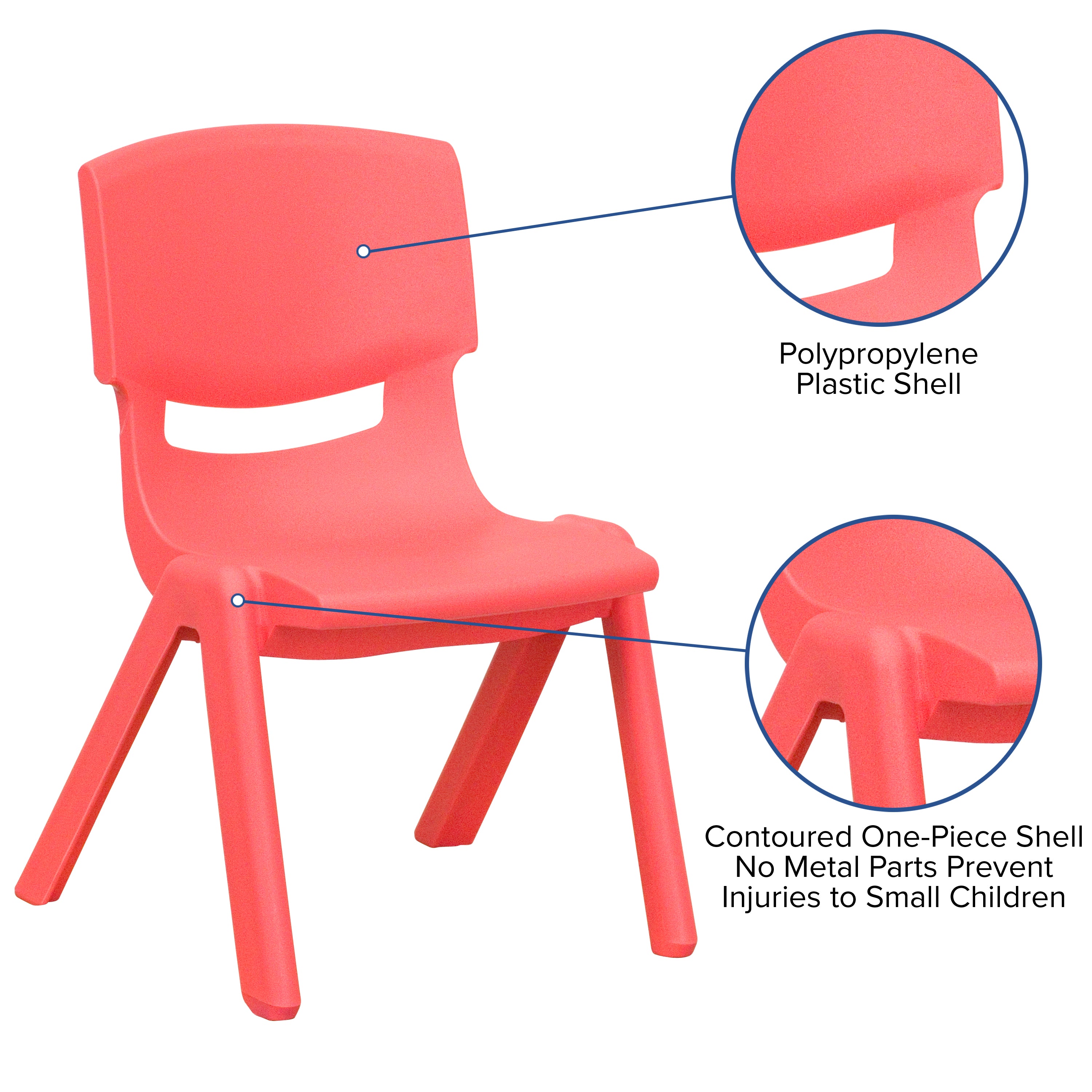Whitney 4 Pack Red Plastic Stackable School Chair with 15.5'' Seat Height