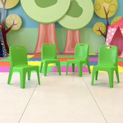 Whitney 4 Pack Green Plastic Stackable School Chair with Carrying Handle and 11'' Seat Height