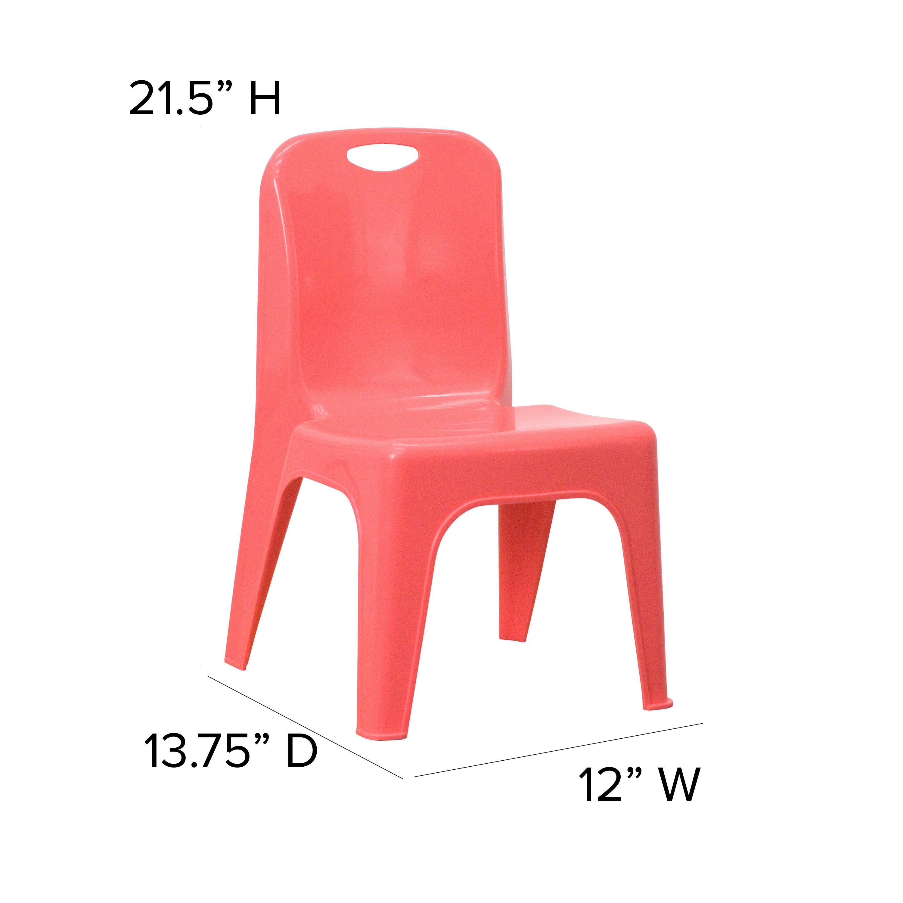 Whitney 4 Pack Red Plastic Stackable School Chair with Carrying Handle and 11'' Seat Height