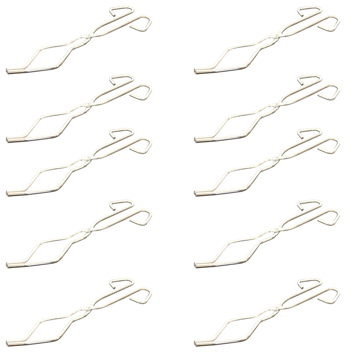 Crucible Tongs, Nickel-Plated Steel, 10", Pack of 10