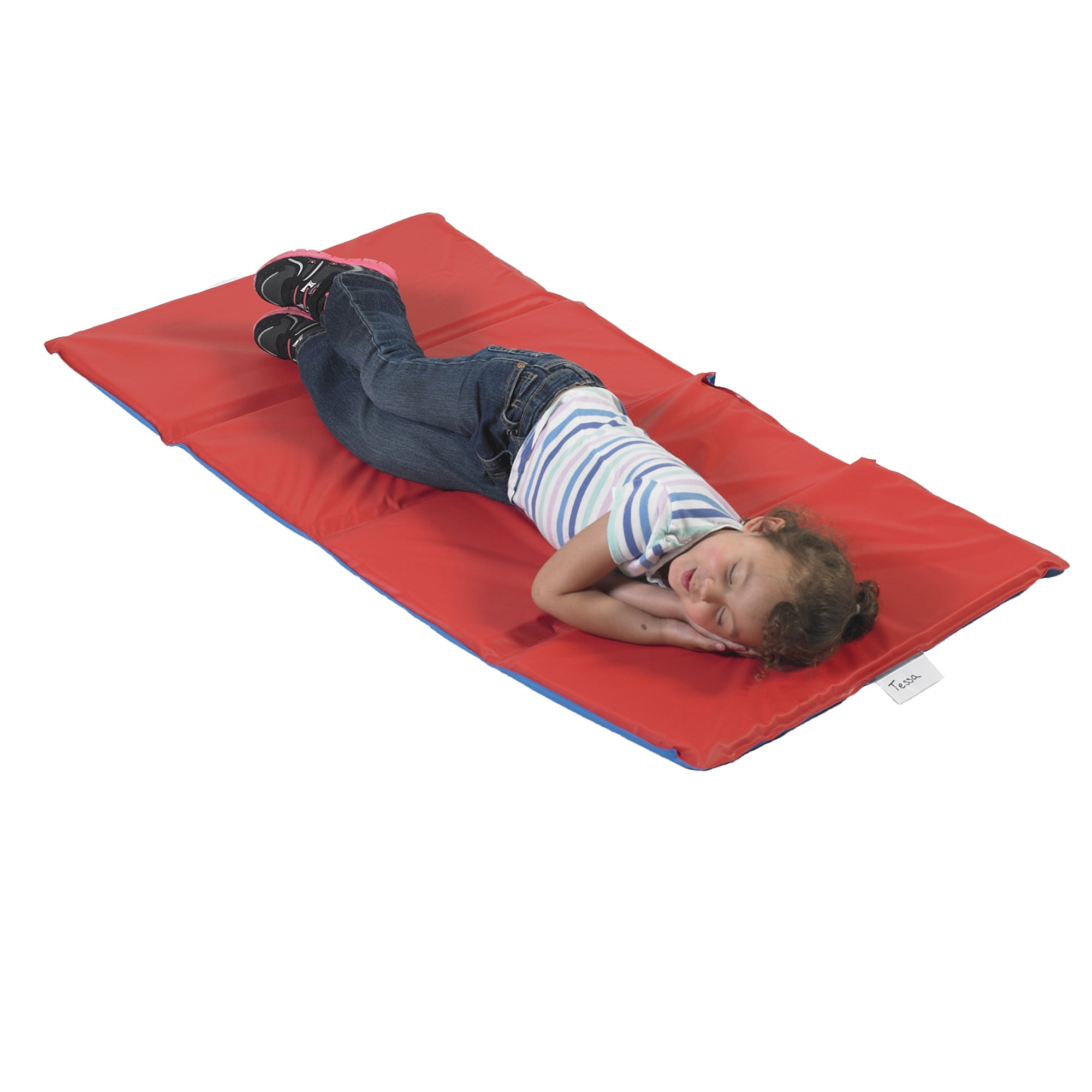 1" Angels 4 Section Folding Rest Nap Mat - Red/Blue