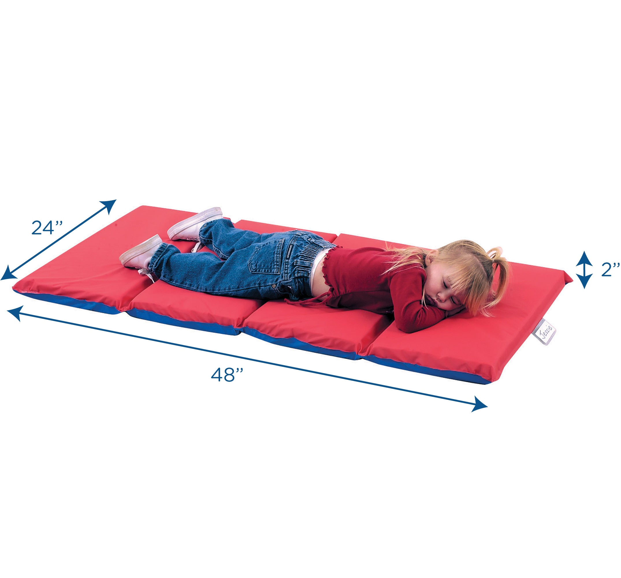 2" Angels 4 Section Folding Rest Nap Mat - Red/Blue
