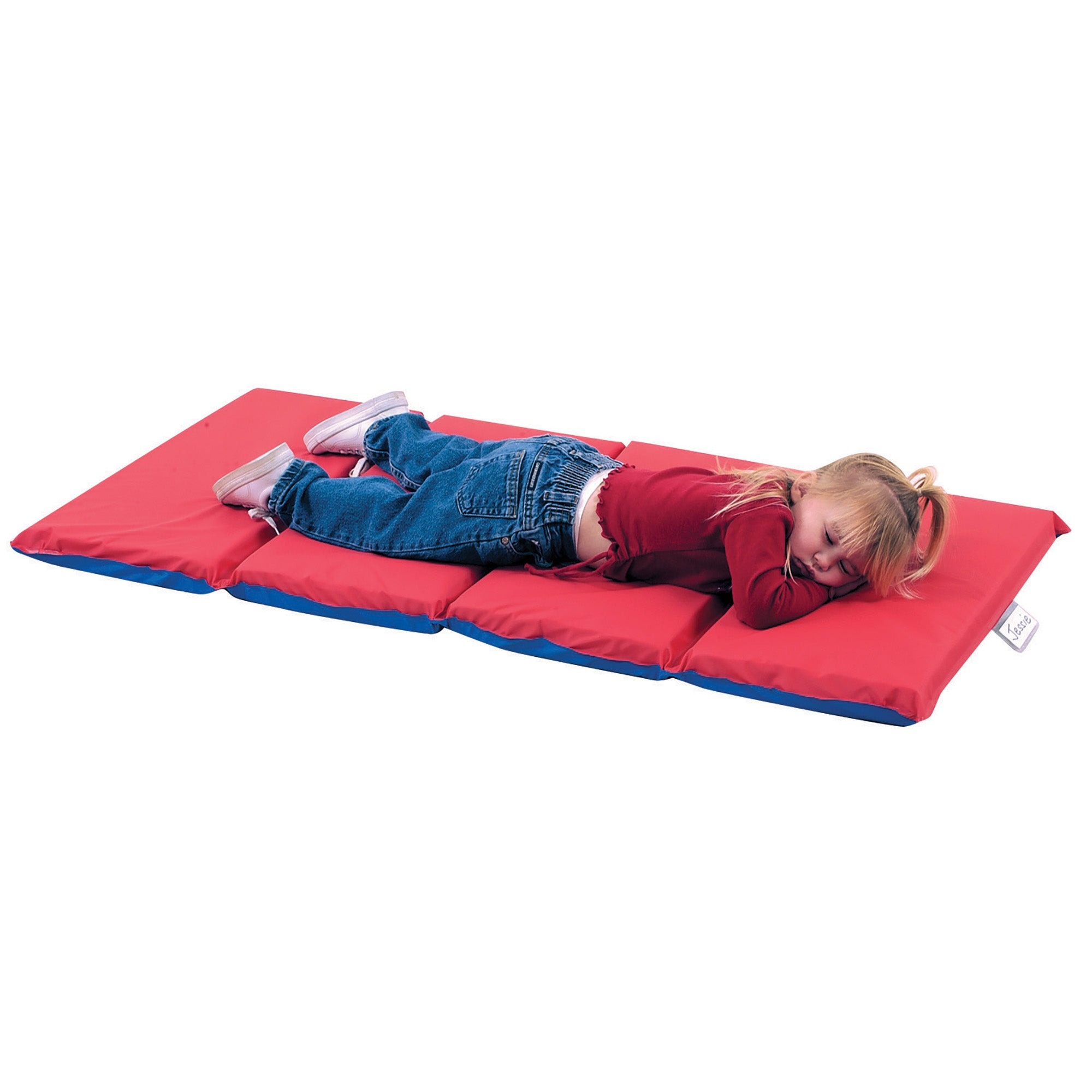 2" Angels 4 Section Folding Rest Nap Mat - Set of 5 - Red/Blue