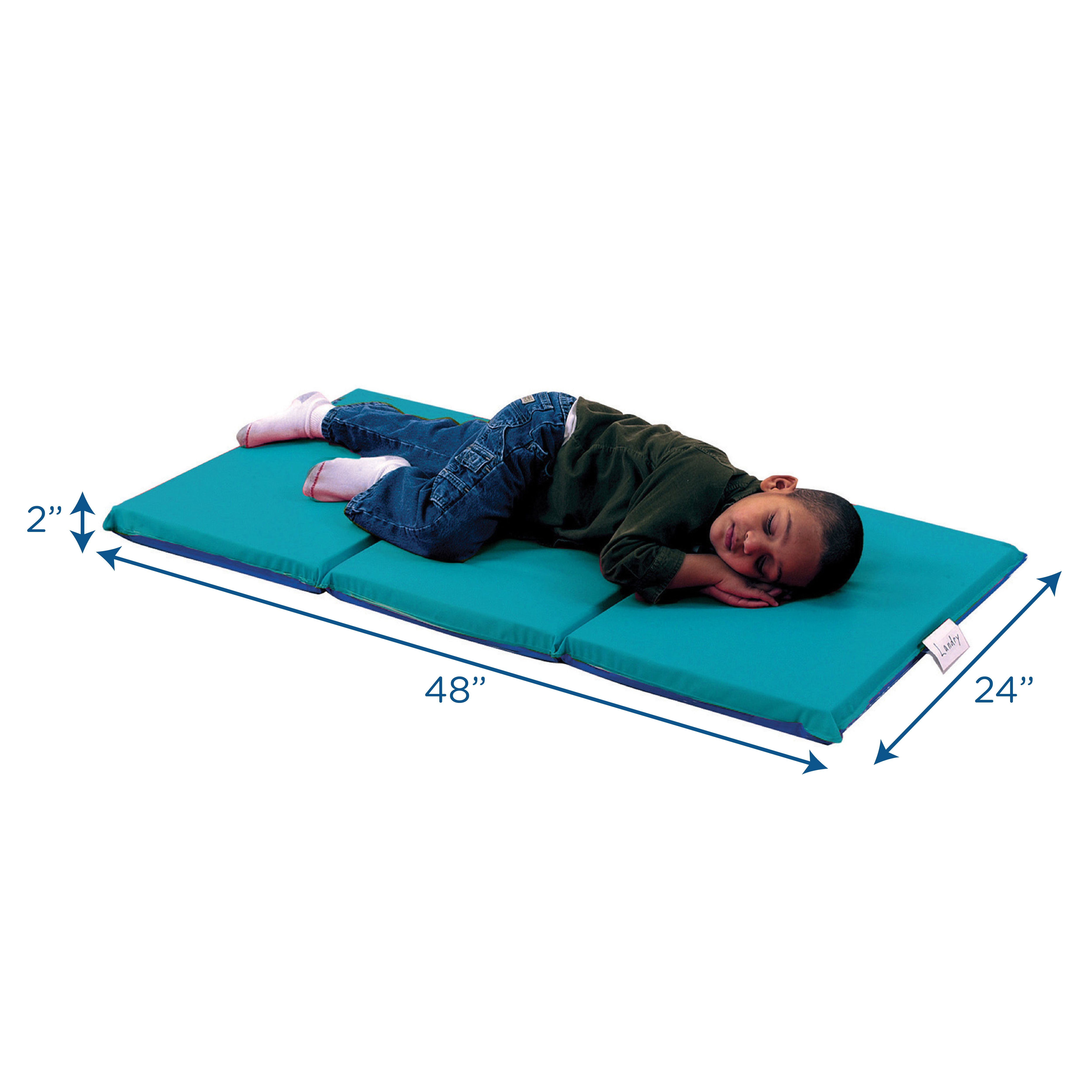 2" Infection Control 3 Section Folding Rest Mat - Set of 5 - Teal/Blue