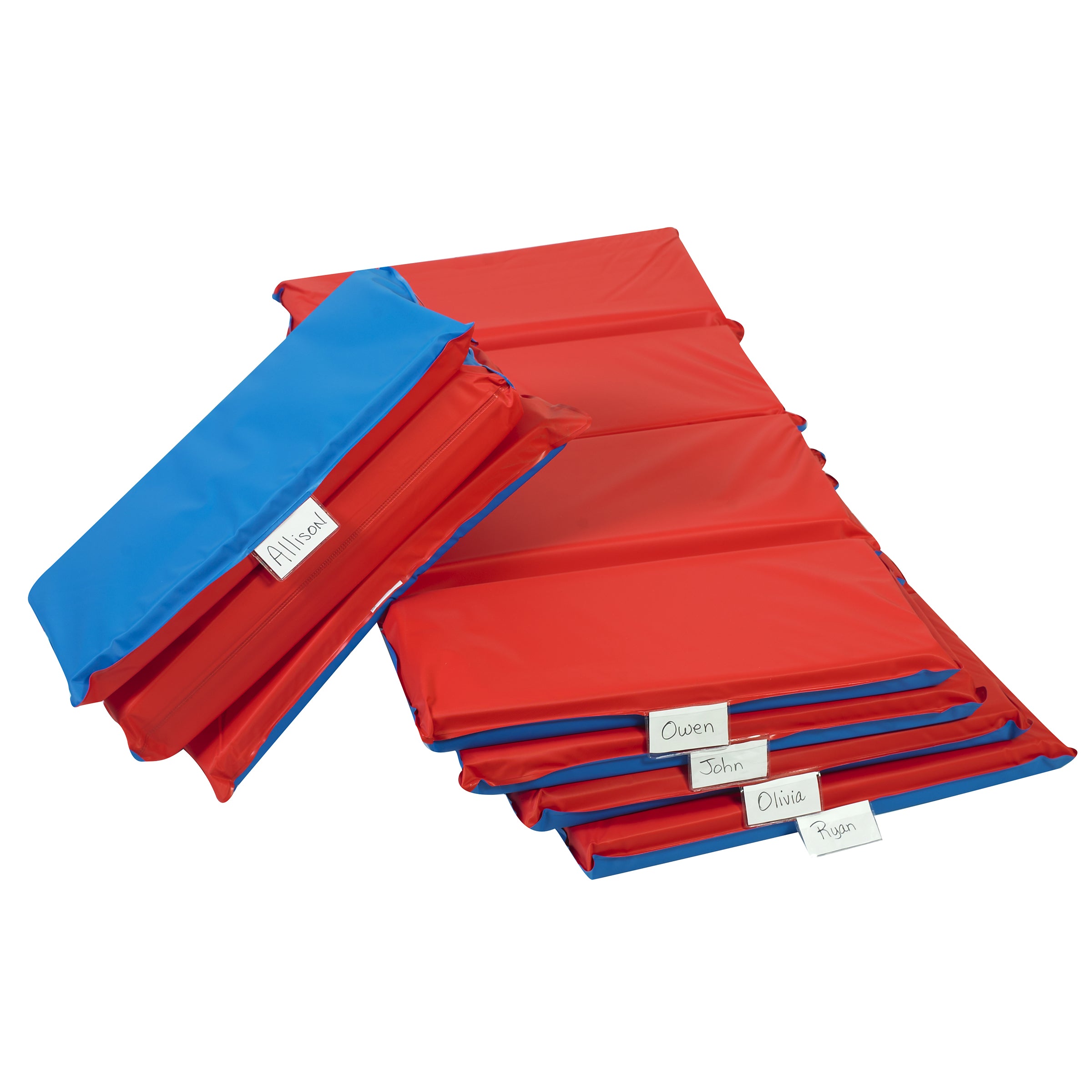 2" Angels 4 Section Folding Rest Nap Mat - Set of 5 - Red/Blue