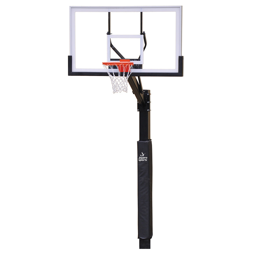 Basketball System - The Church Yard - (4 in. Sq. Pole with 40 in.  in.Play Safe in. Area) - 48 in. Acrylic Backboard, Flex Goal, and Edge/Protector Padding