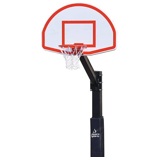 Basketball System - The Church Yard - (4 in. Sq. Pole with 40 in.  in.Play Safe in. Area) - 54 in. Aluminum Fan Backboard, Flex Goal