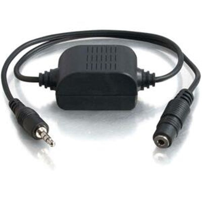 Legrand - C2G 3.5MM Isolation Transformer, Black Auxiliary Isolation Transformer to Stop Speaker Hum from Ground Loops, 21 Inch Audio Jack Extension Cable, 1 Count, C2G 40000