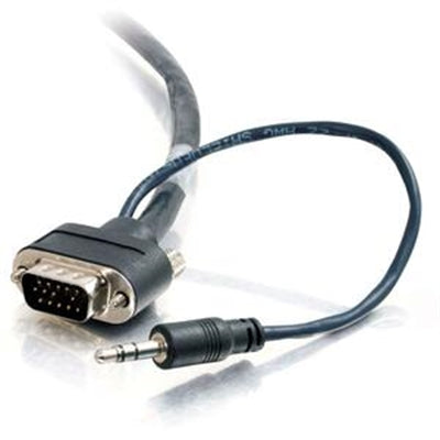 C2G 40177 VGA + 3.5mm Audio Video Cable M/M with Rounded Low Profile Connectors, Plenum CMP-Rated, Black (35 Feet, 10.66 Meters)