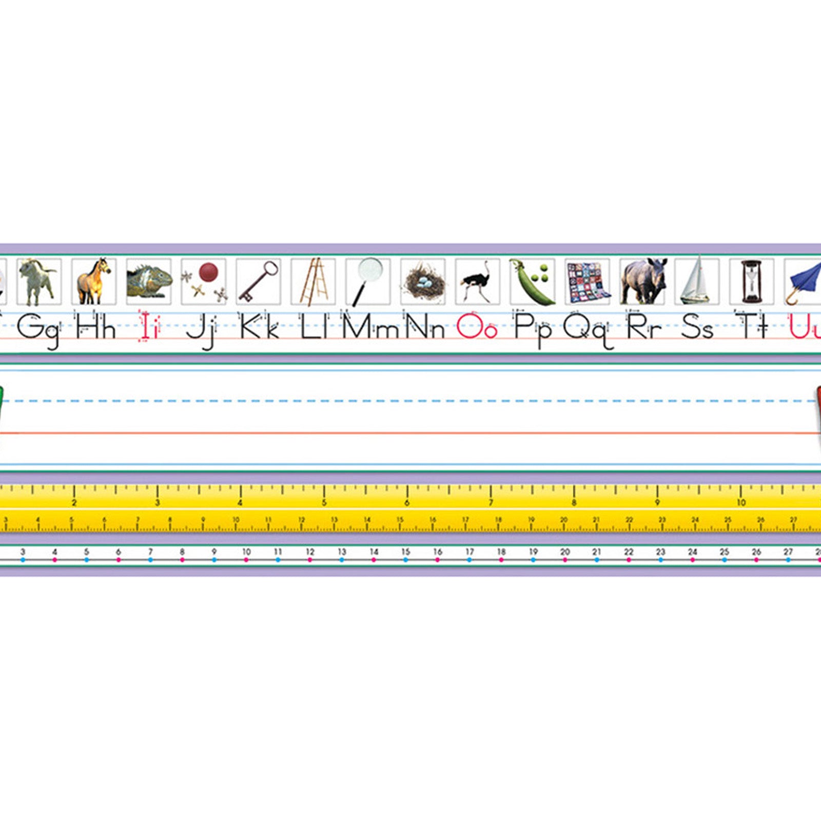 Adhesive Primary Traditional Manuscript Desk Plates, 17.5" x 4", Pack of 36