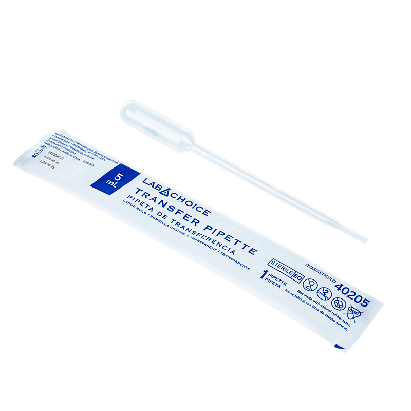 Transfer Pipettes, Sterile, 5 mL - 1 per pouch/100 pouches per Bag//5 Bags per Case