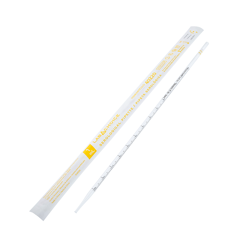 Serological Pipettes, Sterile, Individually Packed, 1mL, Yellow - 1 per pouch/100 pouches per Bag//5 Bags per Case
