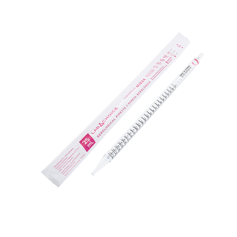 Serological Pipettes, Sterile, Individually Packed, 25 mL, Red - 1 per pouch/100 pouches per Bag//4 Bags per Case